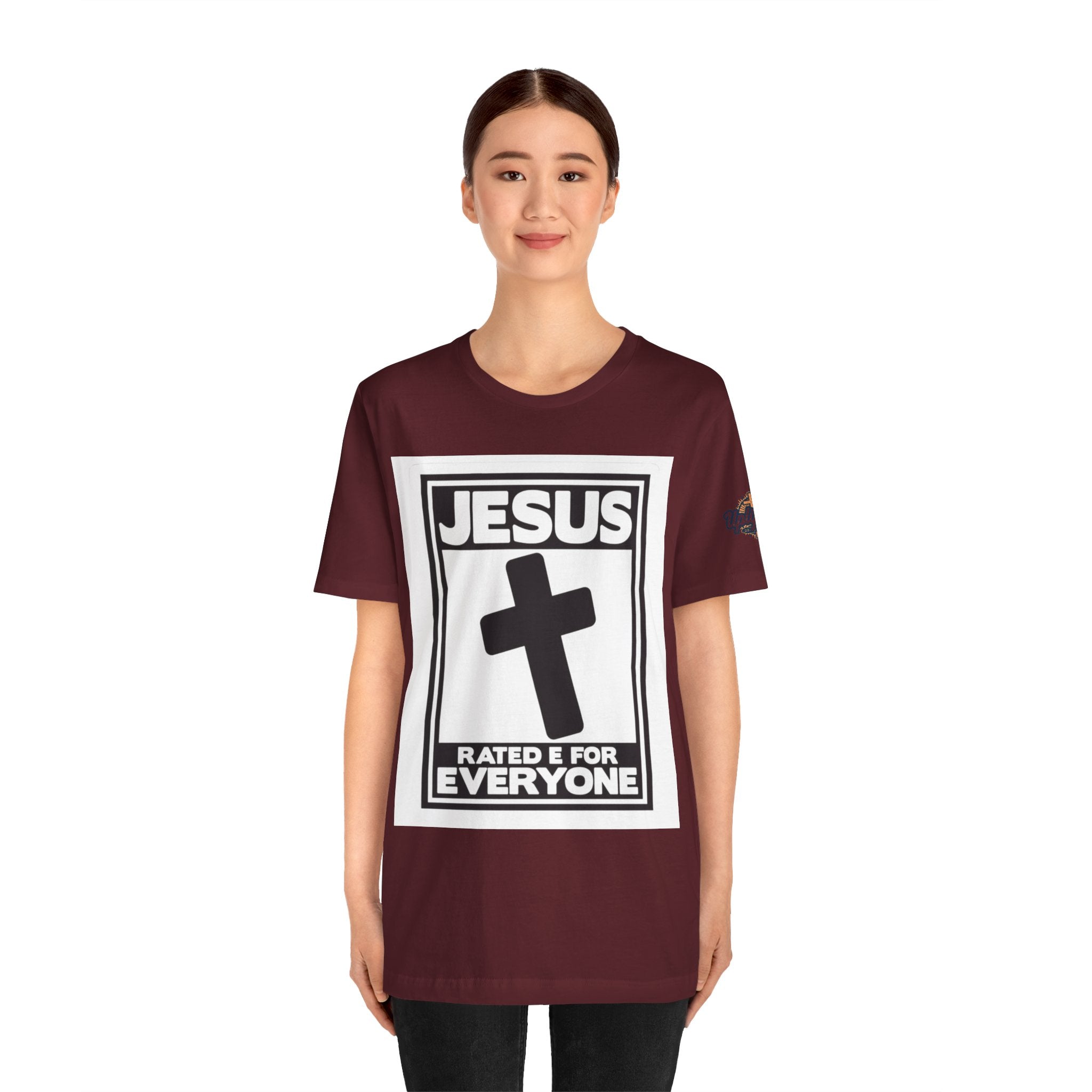 Jesus, Rated E for Everyone T-shirt - Gamer Faith T-shirt - Christian Video Game Parody Printify