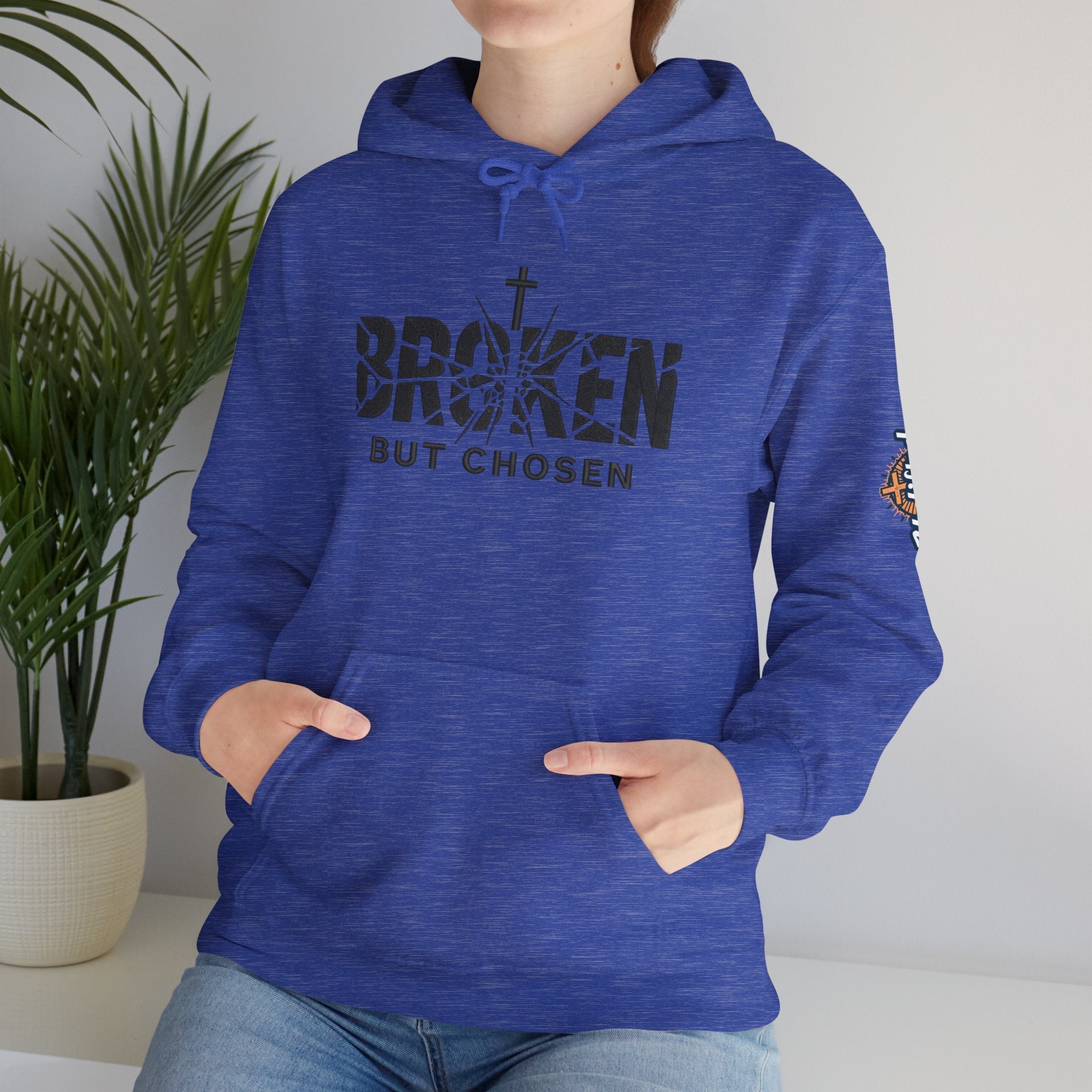 Broken But Chosen Hoodie — Christian Faith Graphic Sweatshirt Printify