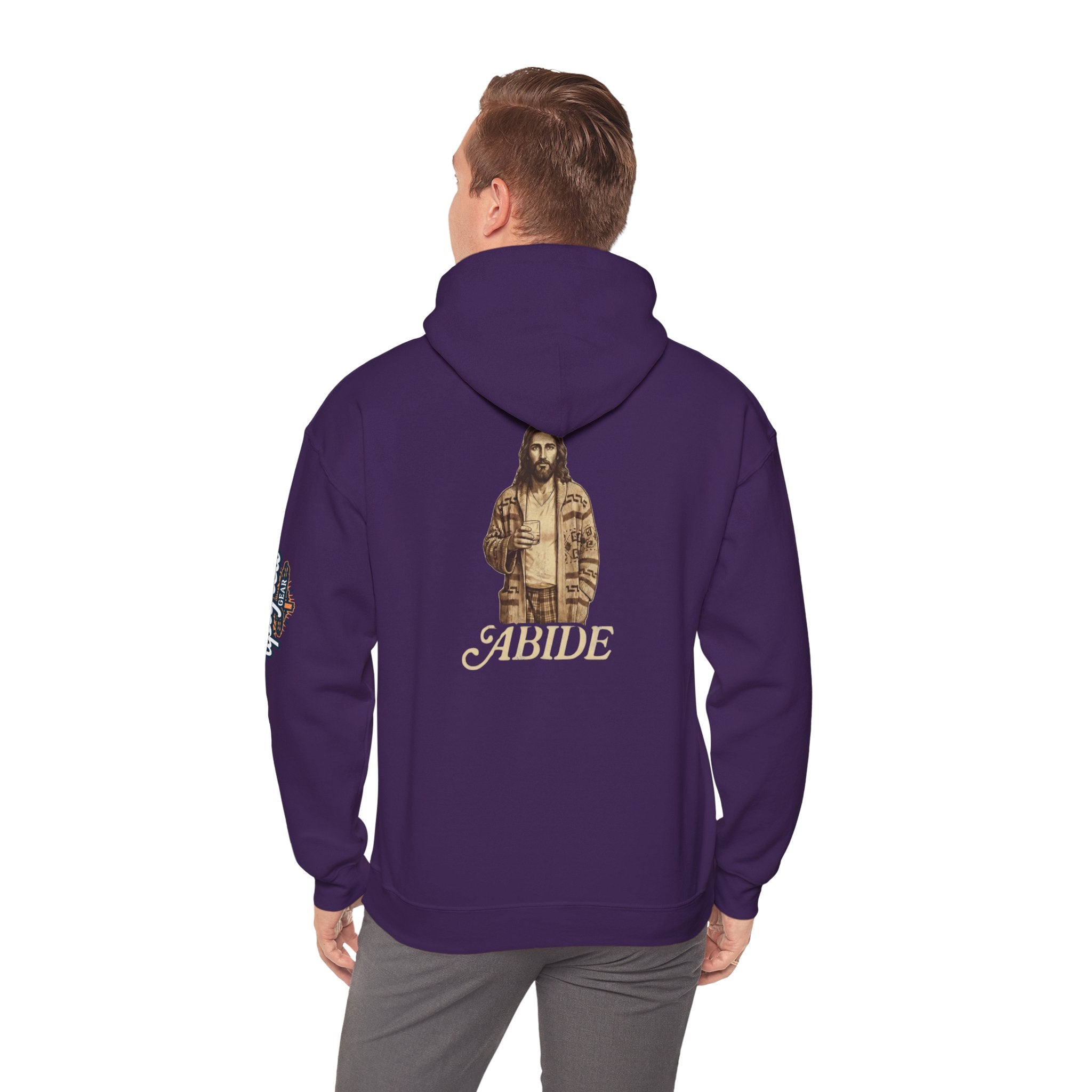 Abide Jesus Hoodie — Vintage 'The Dude' Religious Graphic Hoodie Printify