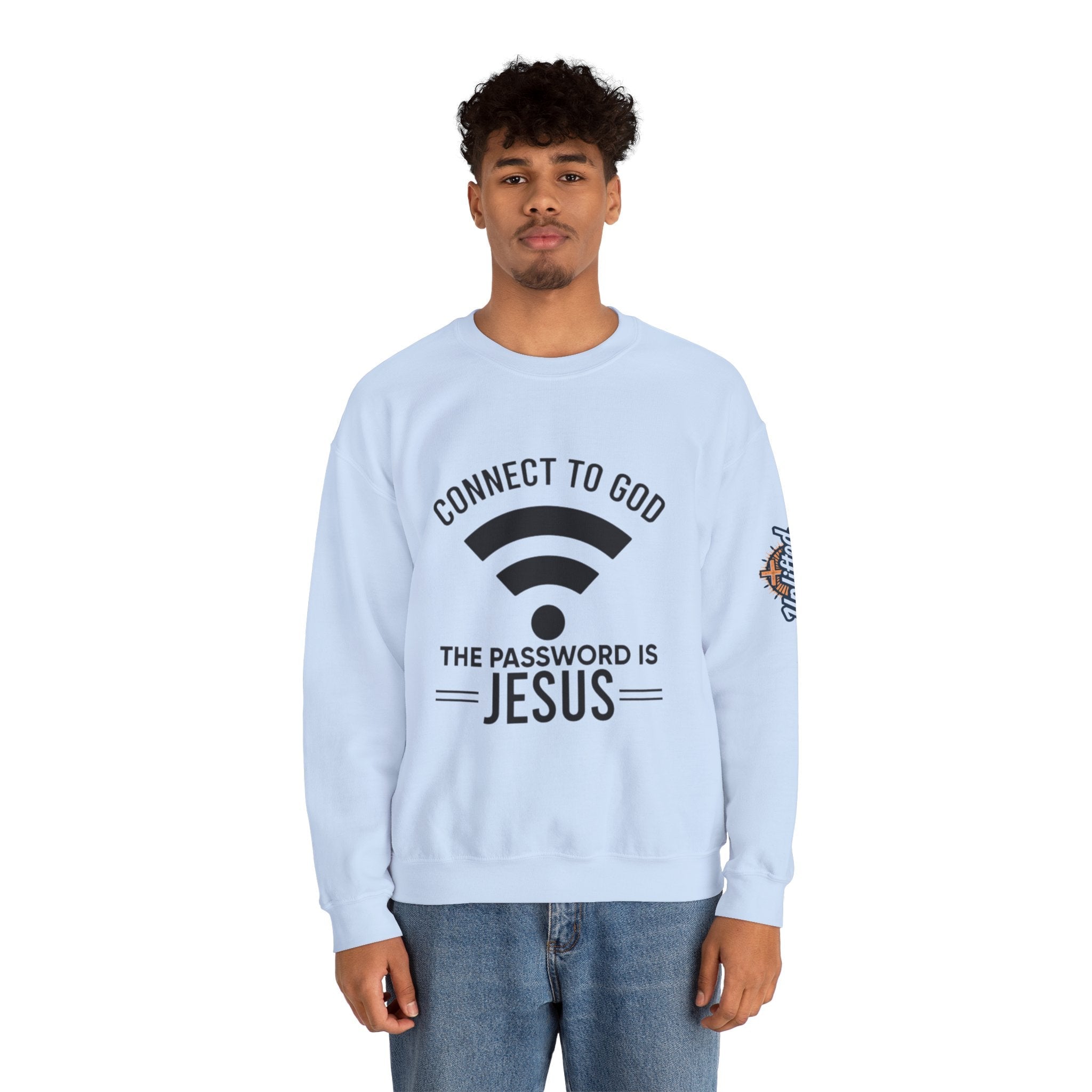Connect to God Sweatshirt - WIFI Password is Jesus - Funny Christian Faith Sweatshirt Printify