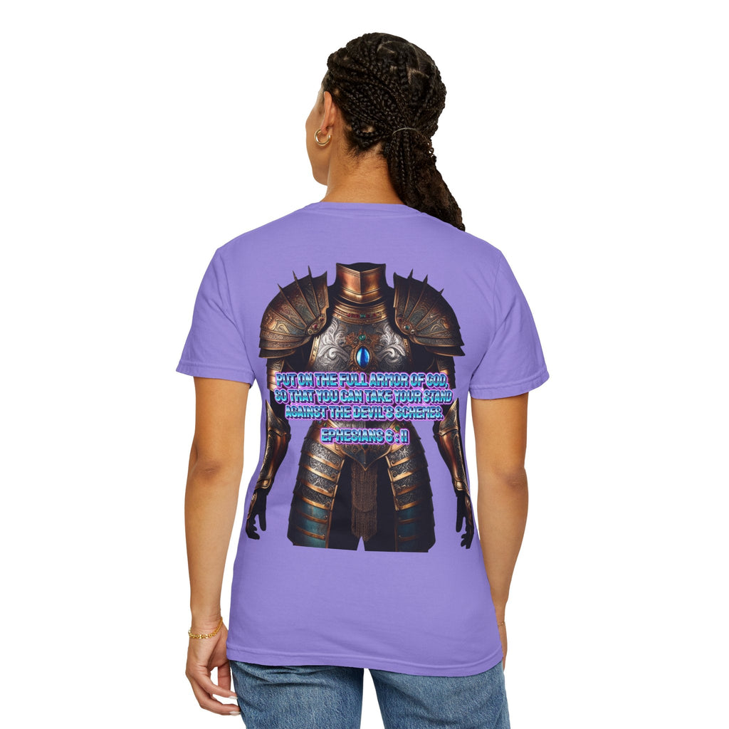 Religious Graphic Tee with Armor Of God Design - Unisex Garment-Dyed T-shirt Printify