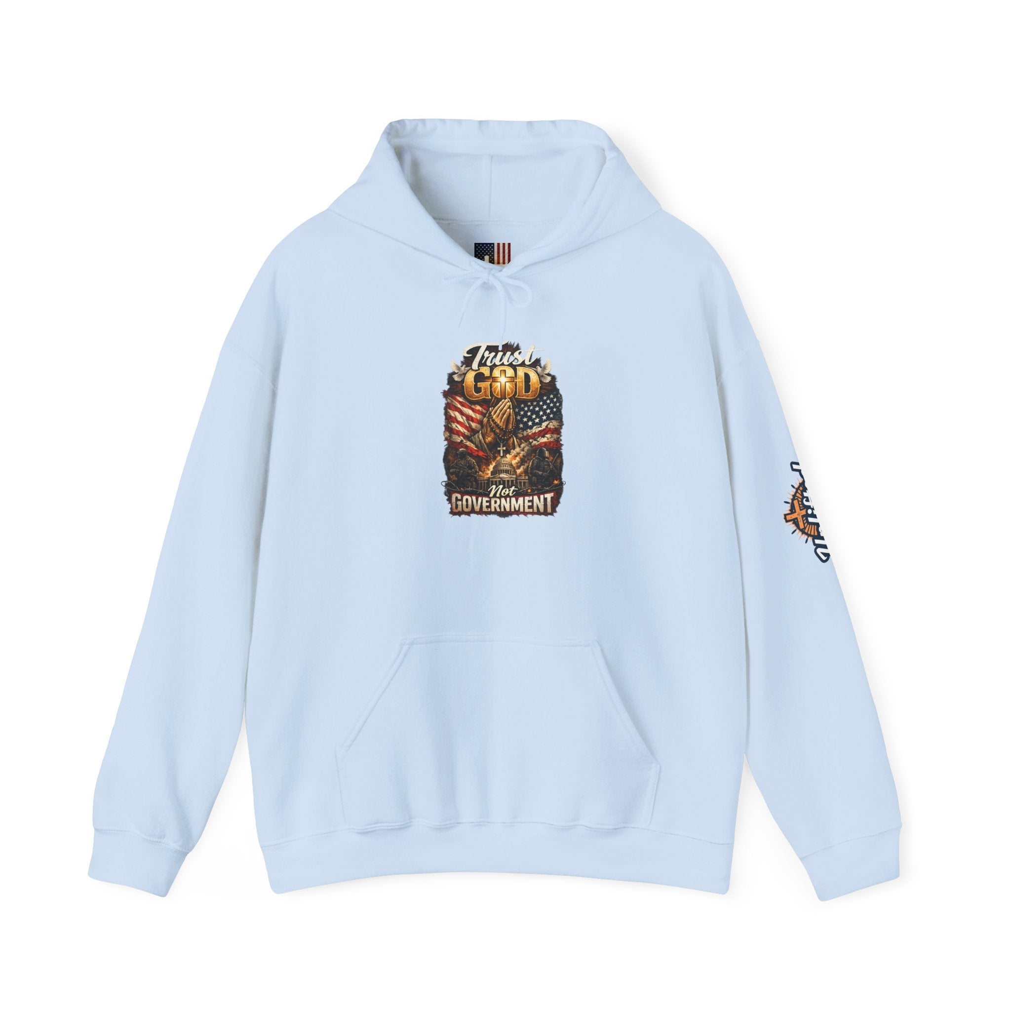 Trust God Not Government Hoodie — Vintage Patriotic Christian Hoodie Printify