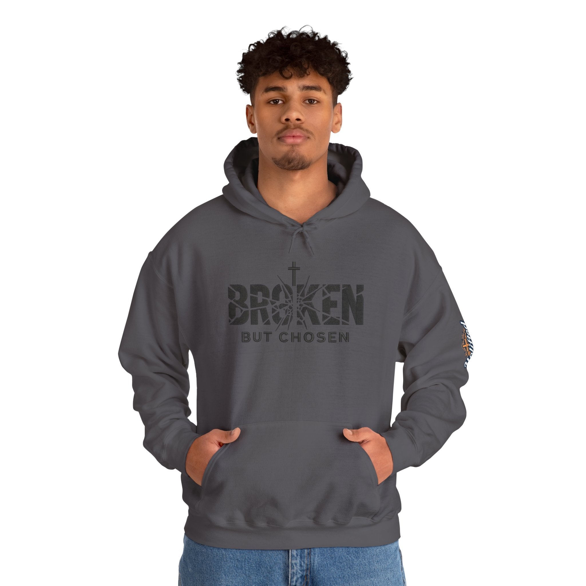 Broken But Chosen Hoodie — Christian Faith Graphic Sweatshirt Printify