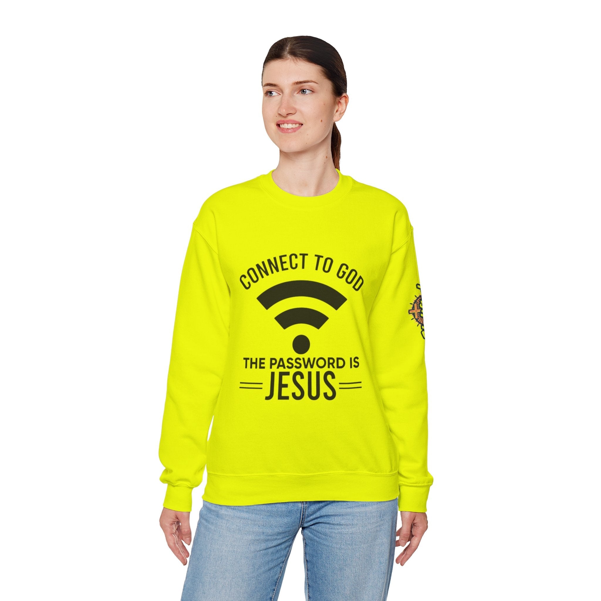 Connect to God Sweatshirt - WIFI Password is Jesus - Funny Christian Faith Sweatshirt Printify