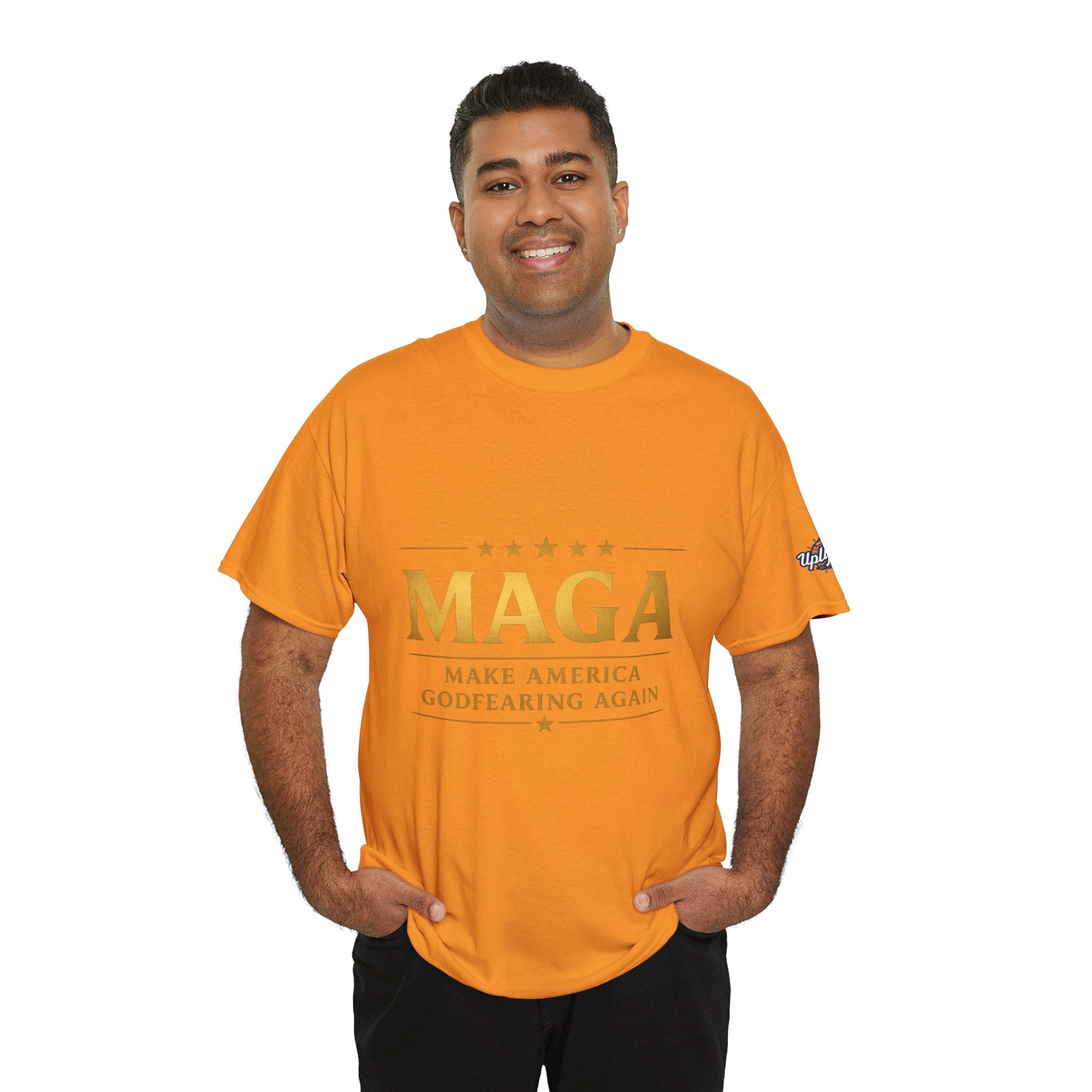 MAGA Gold Letter T-Shirt — "Make America Great Again" Printify