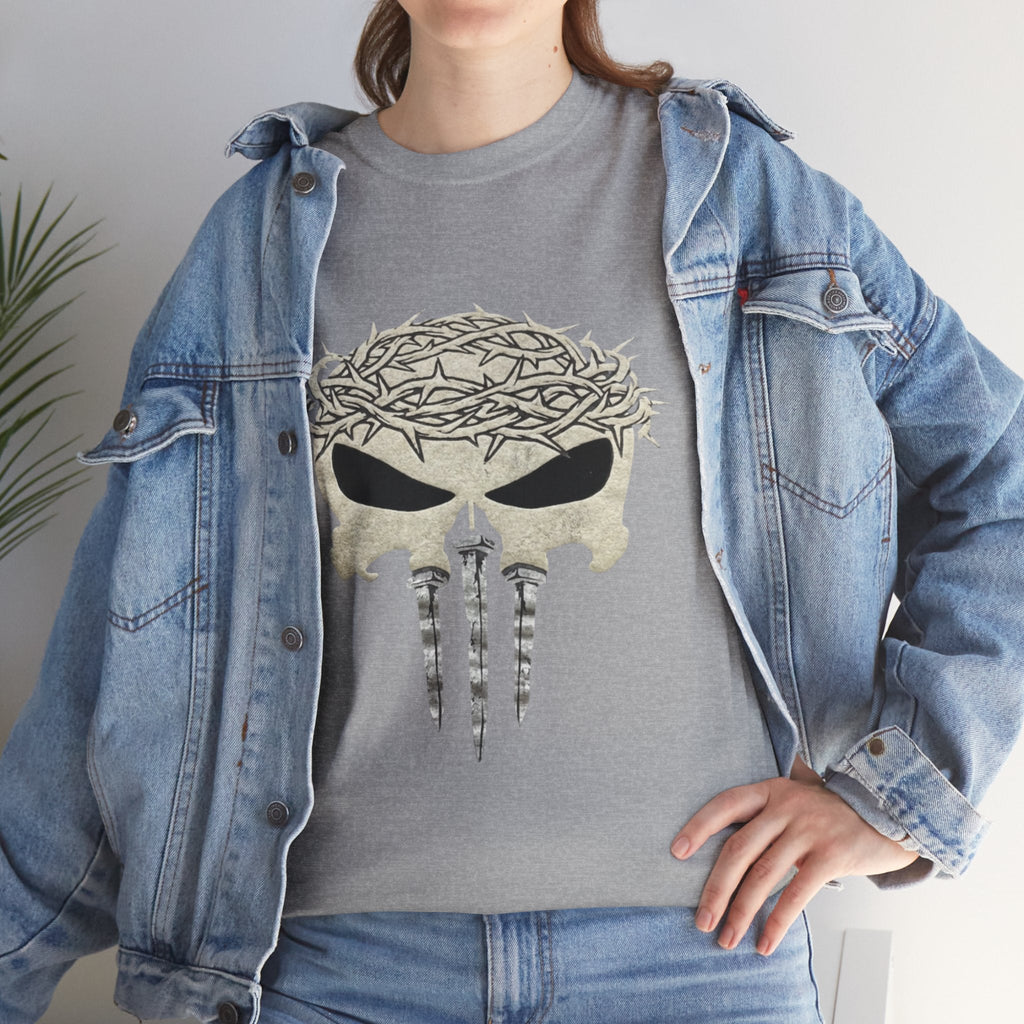 Christian Skull T-shirt - Crown of Thorns & Nails - Warrior Faith T-shirt Printify