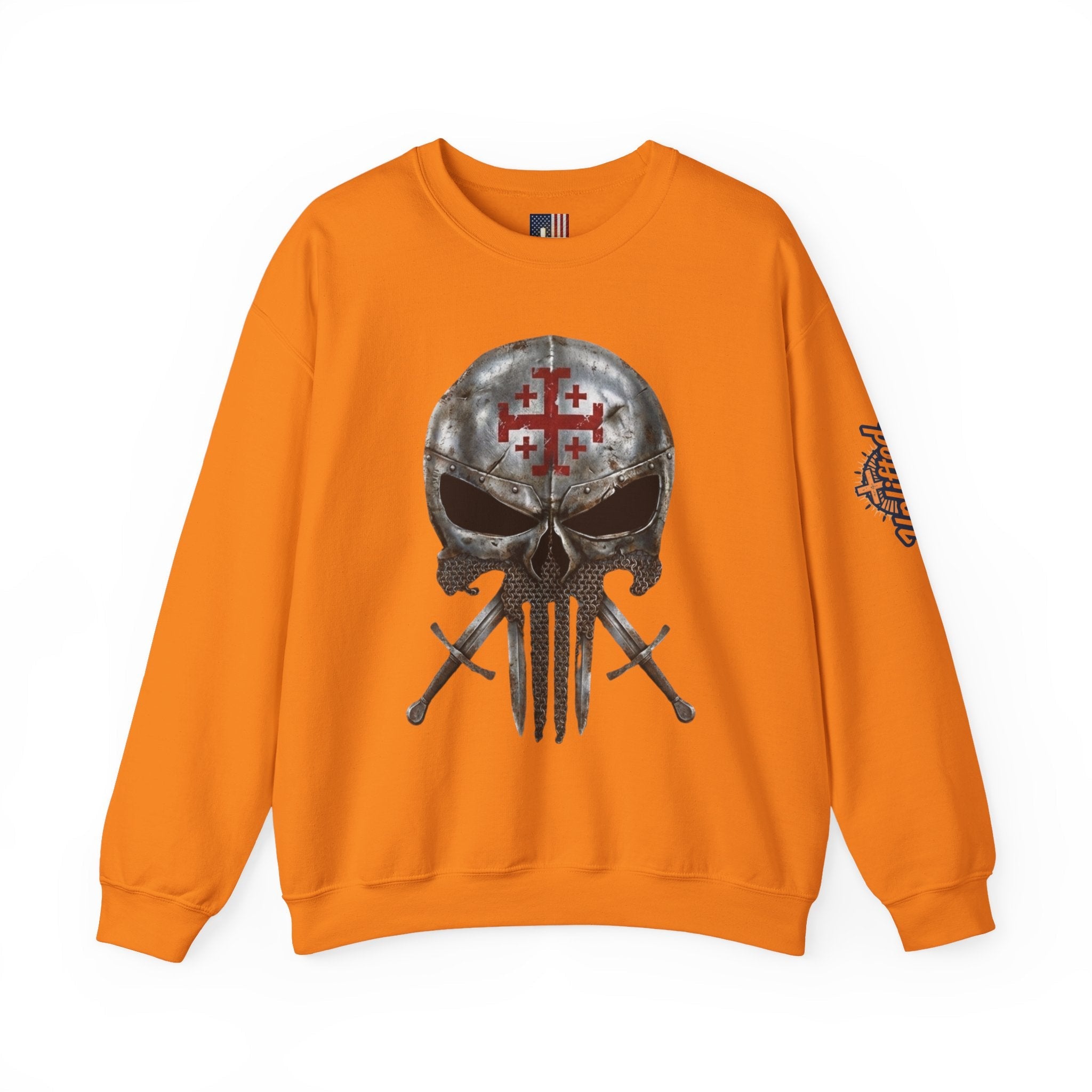 Crusader Knight Christian Skull Sweatshirt - Warrior Armor of God Sweatshirt Printify