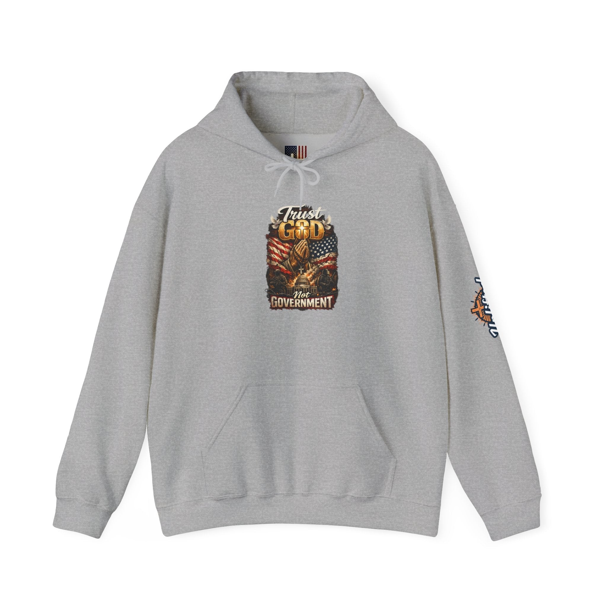 Trust God Not Government Hoodie — Vintage Patriotic Christian Hoodie Printify