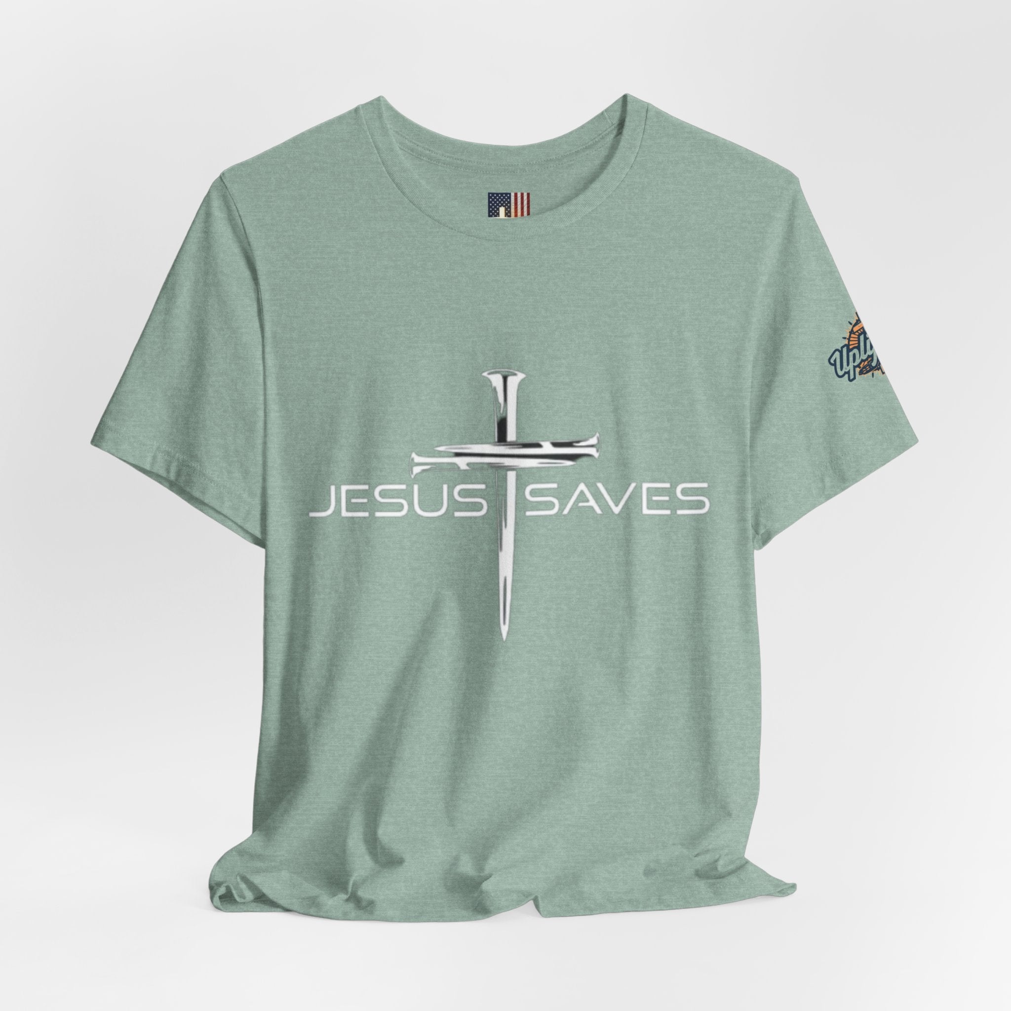 Jesus Saves T-shirt – 3 Nails Crucifix Cross Christian T-shirt for Redemption Faith & Bold Salvation Printify