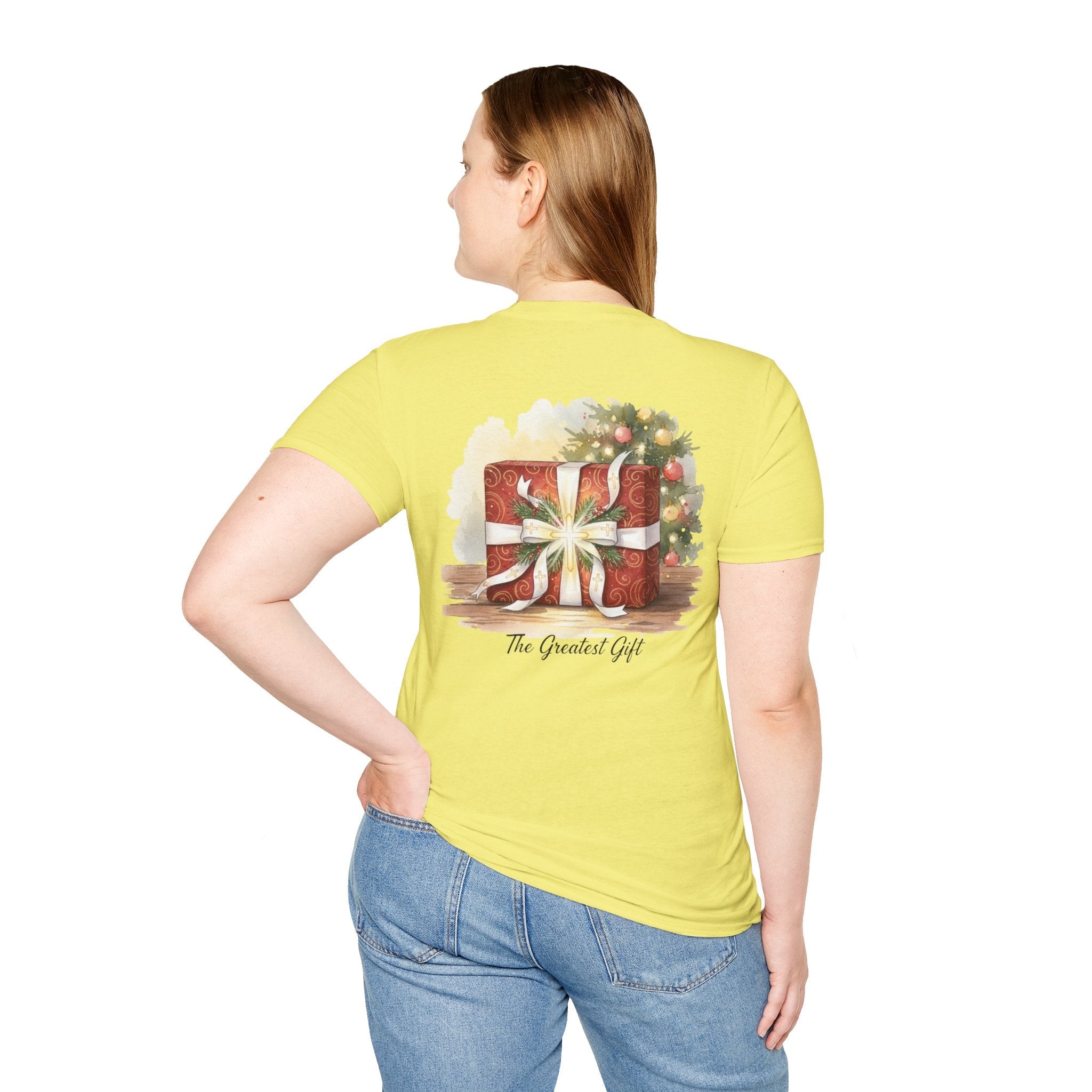 The Greatest Gift T-shirt – Cross Bow Present Christian T-shirt for Christmas Salvation & Eternal Faith Printify