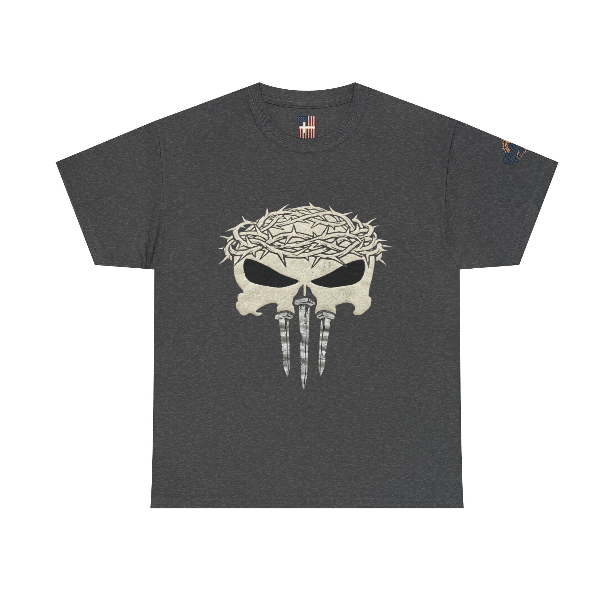 Christian Skull T-shirt - Crown of Thorns & Nails - Warrior Faith T-shirt Printify