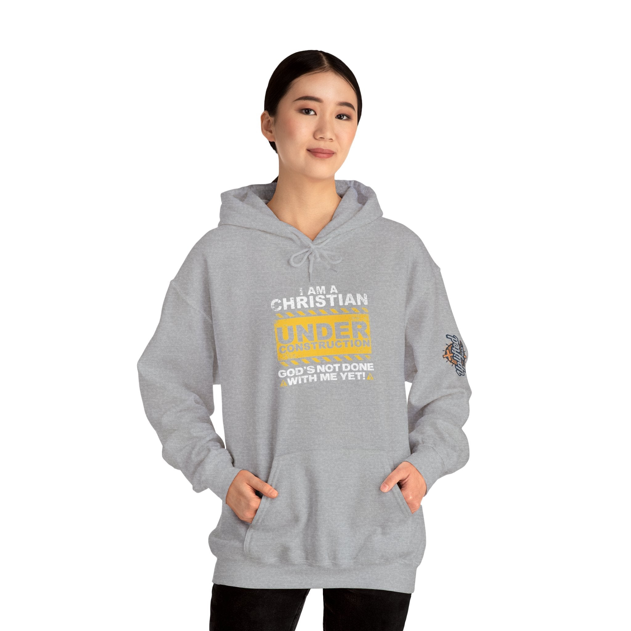 Christian Under Construction Hoodie | God Is Not Done With Me Yet Hoodie Printify