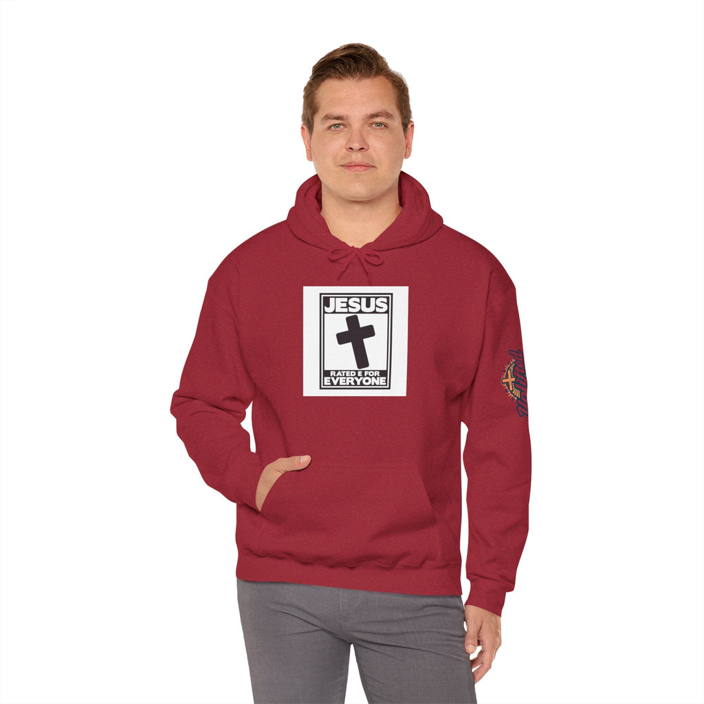 Jesus, Rated E for Everyone Hoodie - Gamer Faith Hoodie - Christian Video Game Parody Printify