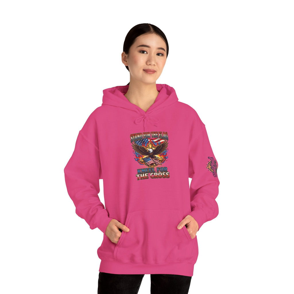 Stand for the Flag Kneel for the Cross Hoodie | Patriotic Eagle Hoodie Printify