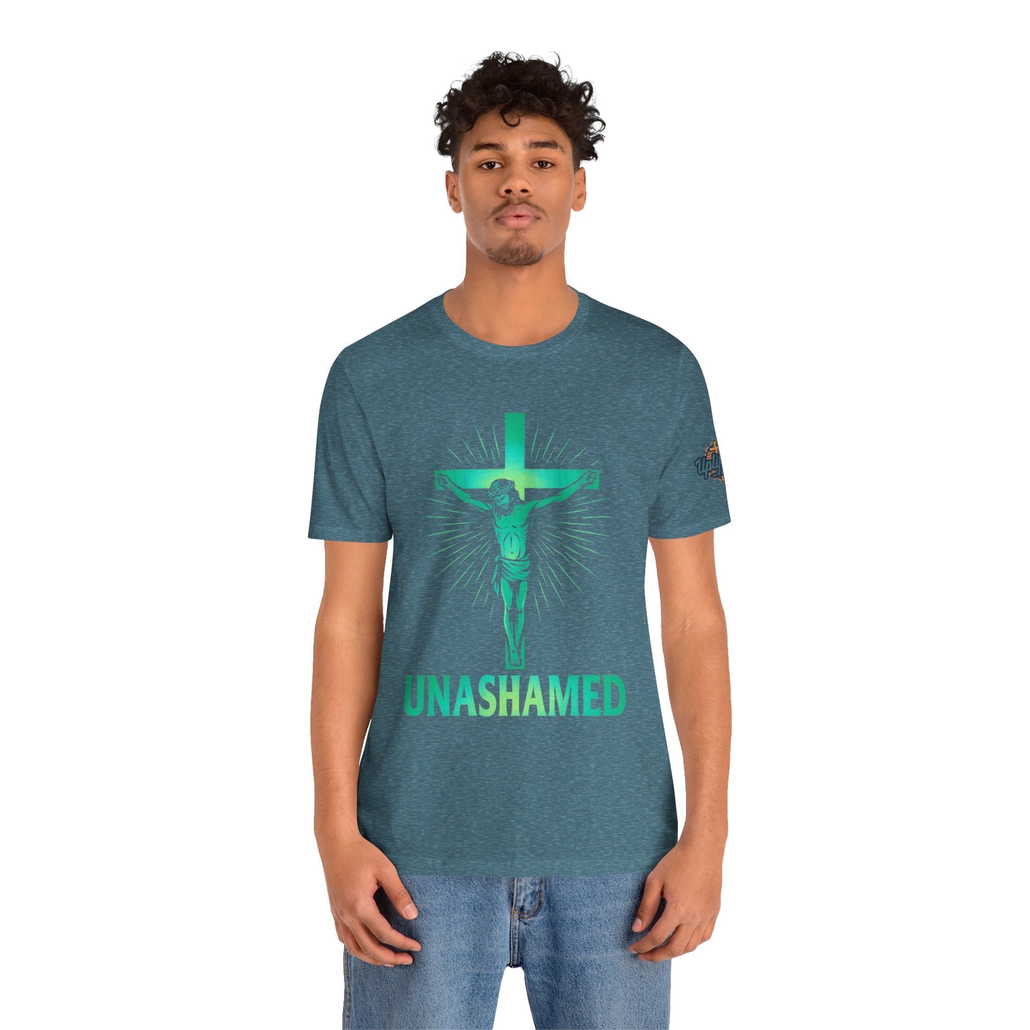 Unashamed T-shirt – Romans 1:16 Crucifixion Christian t-shirt for Bold Unwavering Faith Printify