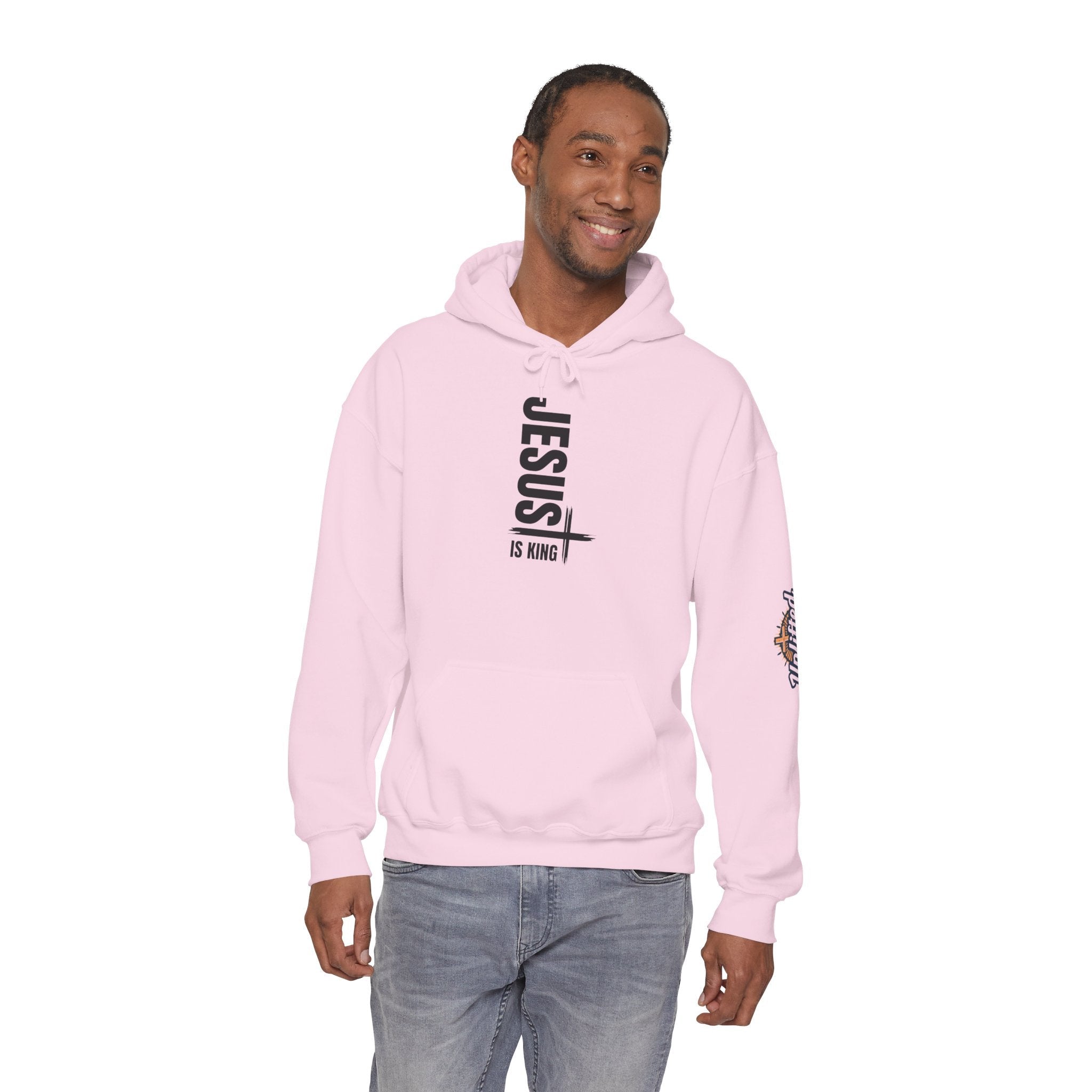 Jesus Is King Hoodie | Modern Typographic Cross Christian Hoodie Printify