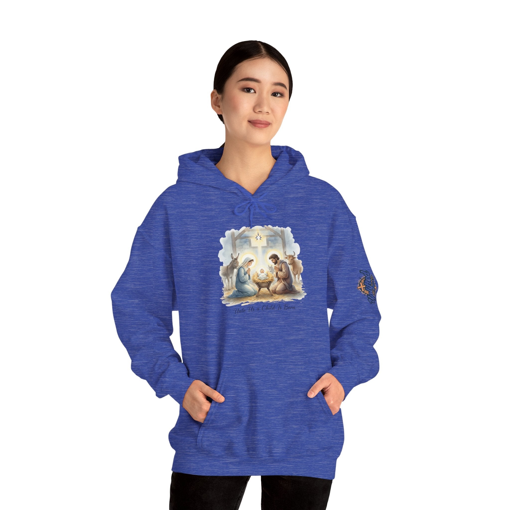 Unto Us a Child is Born Hoodie – Isaiah 9:6 Nativity Manger Scene Christian Christmas Sweatshirt for Holy Night Faith Printify