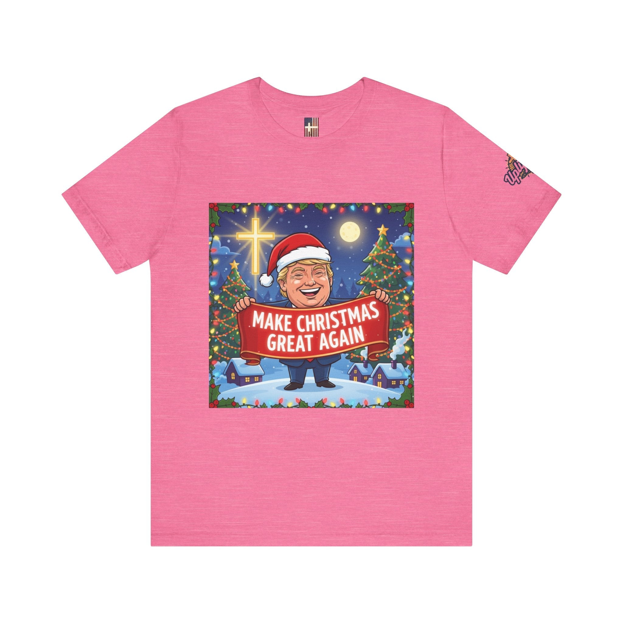🎄 Make Christmas Great Again – Patriotic Christian Christmas T-Shirt | Bold Holiday Faith Tee | Red & White Banner Design | Uplifted Gear Printify