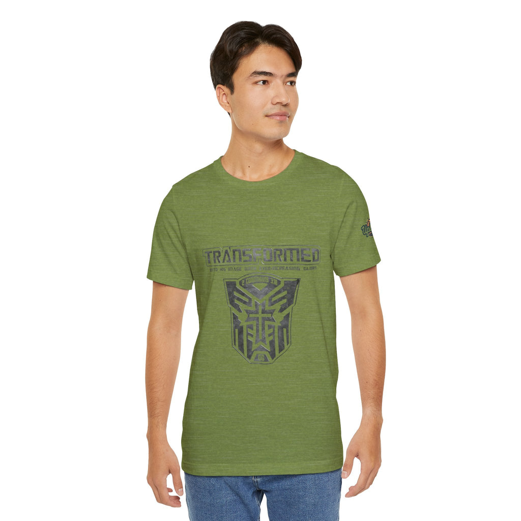 Transformer Logo Christian T-shirt | 2 Corinthians 3:18 Bible Verse T-shirt Printify