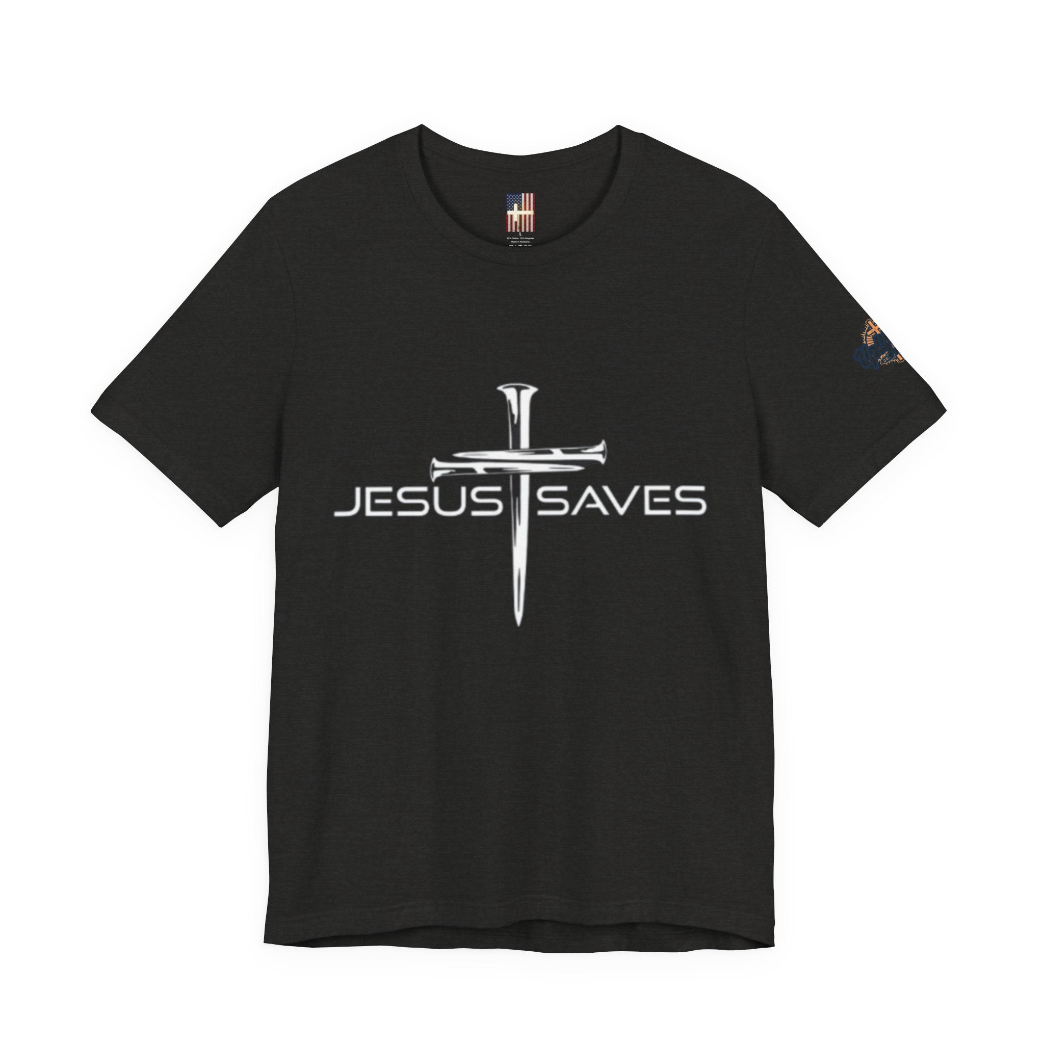 Jesus Saves T-shirt – 3 Nails Crucifix Cross Christian T-shirt for Redemption Faith & Bold Salvation Printify
