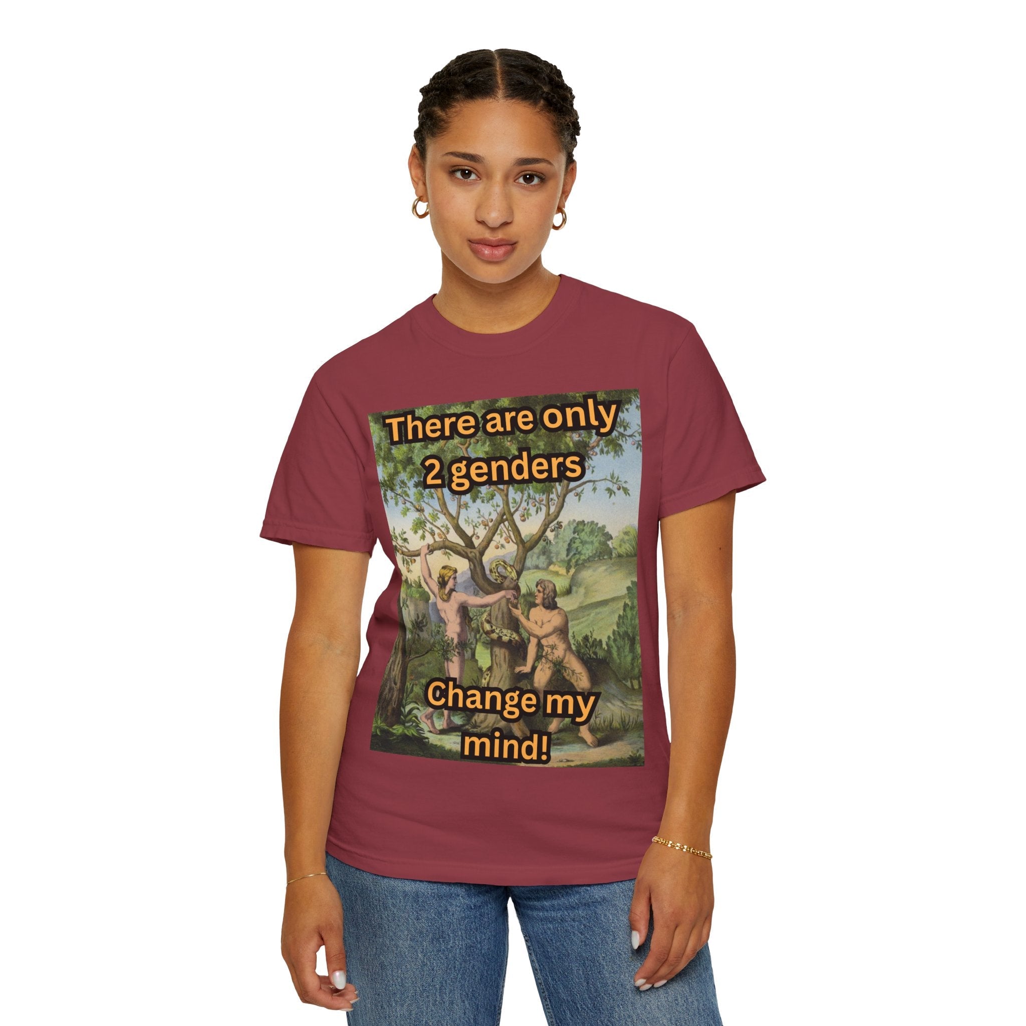 There Are Only 2 Genders T-Shirt – Adam & Eve Cross Christian Tee for Bold Faith Printify