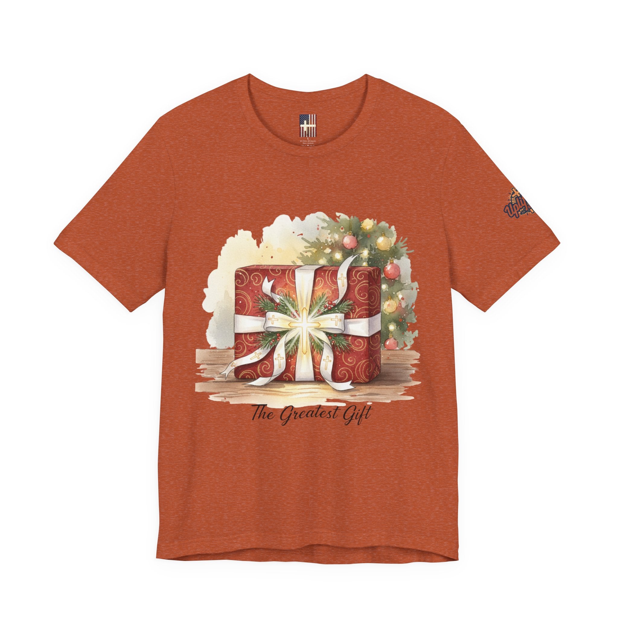 The Greatest Gift T-shirt – Cross Bow Present Christian T-shirt for Christmas Salvation & Eternal Faith Printify