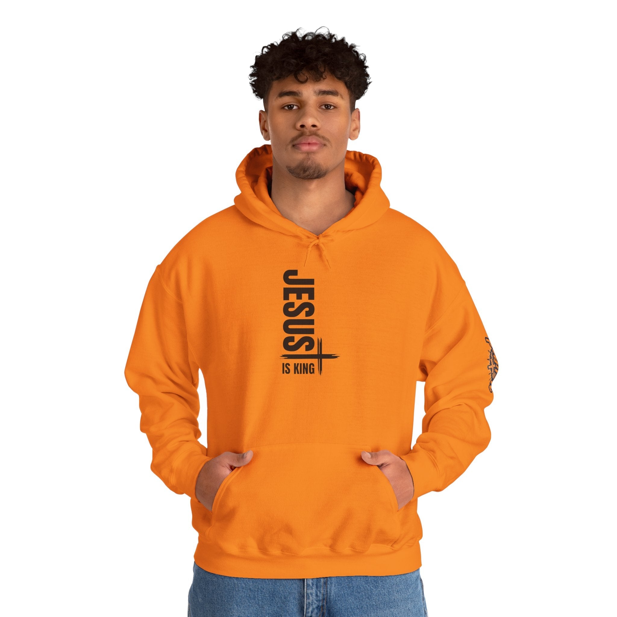 Jesus Is King Hoodie | Modern Typographic Cross Christian Hoodie Printify