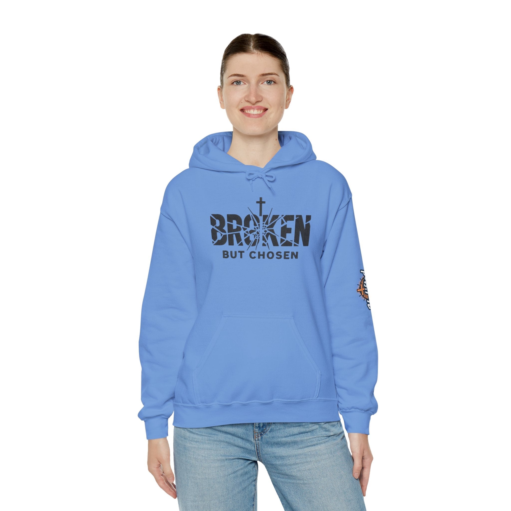 Broken But Chosen Hoodie — Christian Faith Graphic Sweatshirt Printify