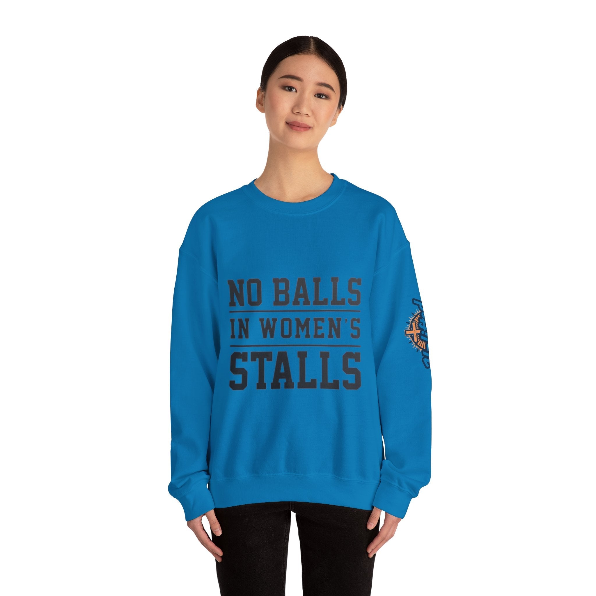 No Balls in Women's Stalls Crewneck Sweatshirt — Bold Statement Pullover Printify