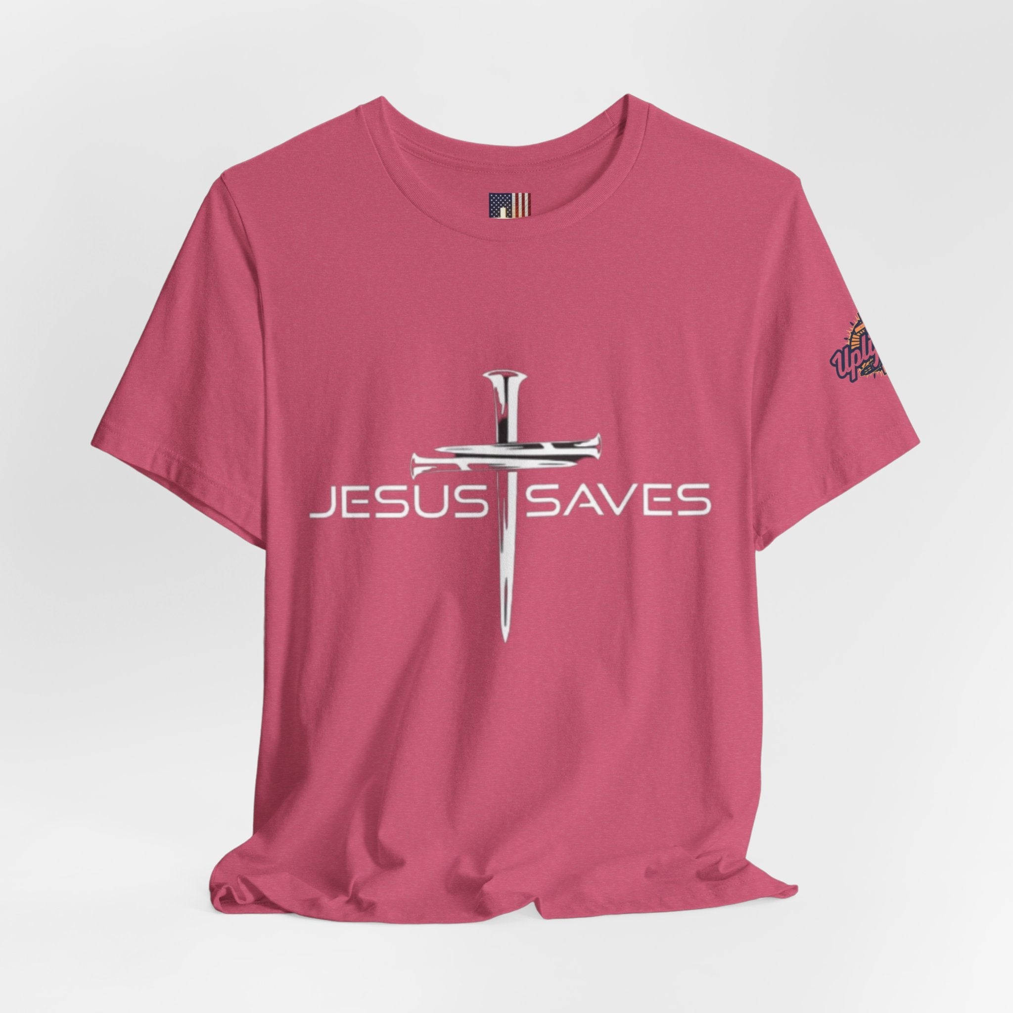 Jesus Saves T-shirt – 3 Nails Crucifix Cross Christian T-shirt for Redemption Faith & Bold Salvation Printify