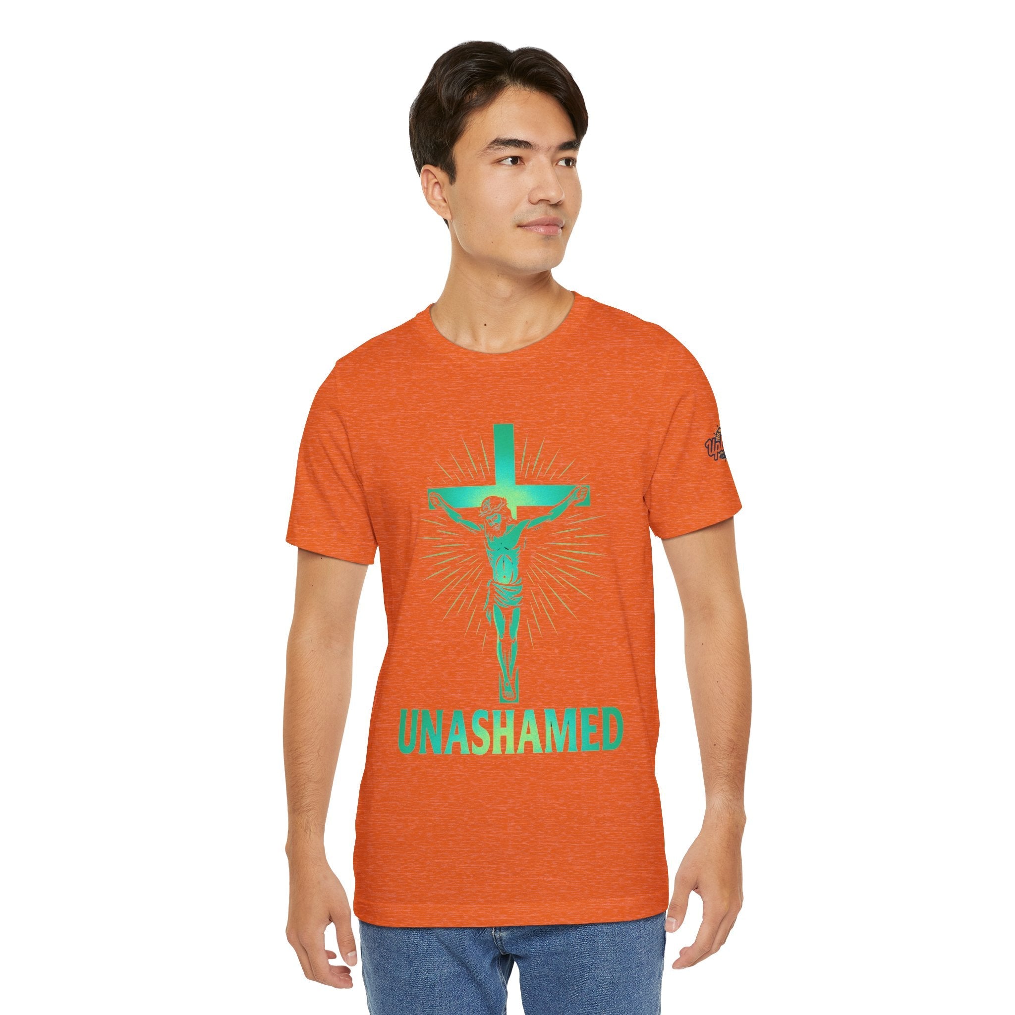 Unashamed T-shirt – Romans 1:16 Crucifixion Christian t-shirt for Bold Unwavering Faith Printify