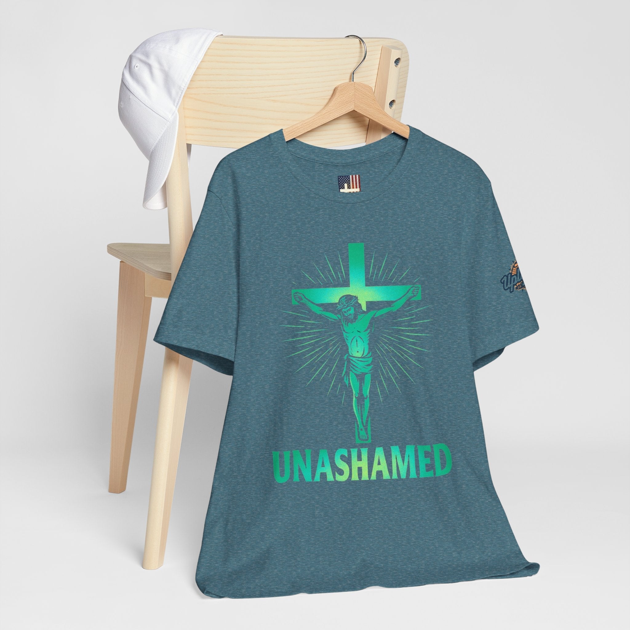 Unashamed T-shirt – Romans 1:16 Crucifixion Christian t-shirt for Bold Unwavering Faith Printify