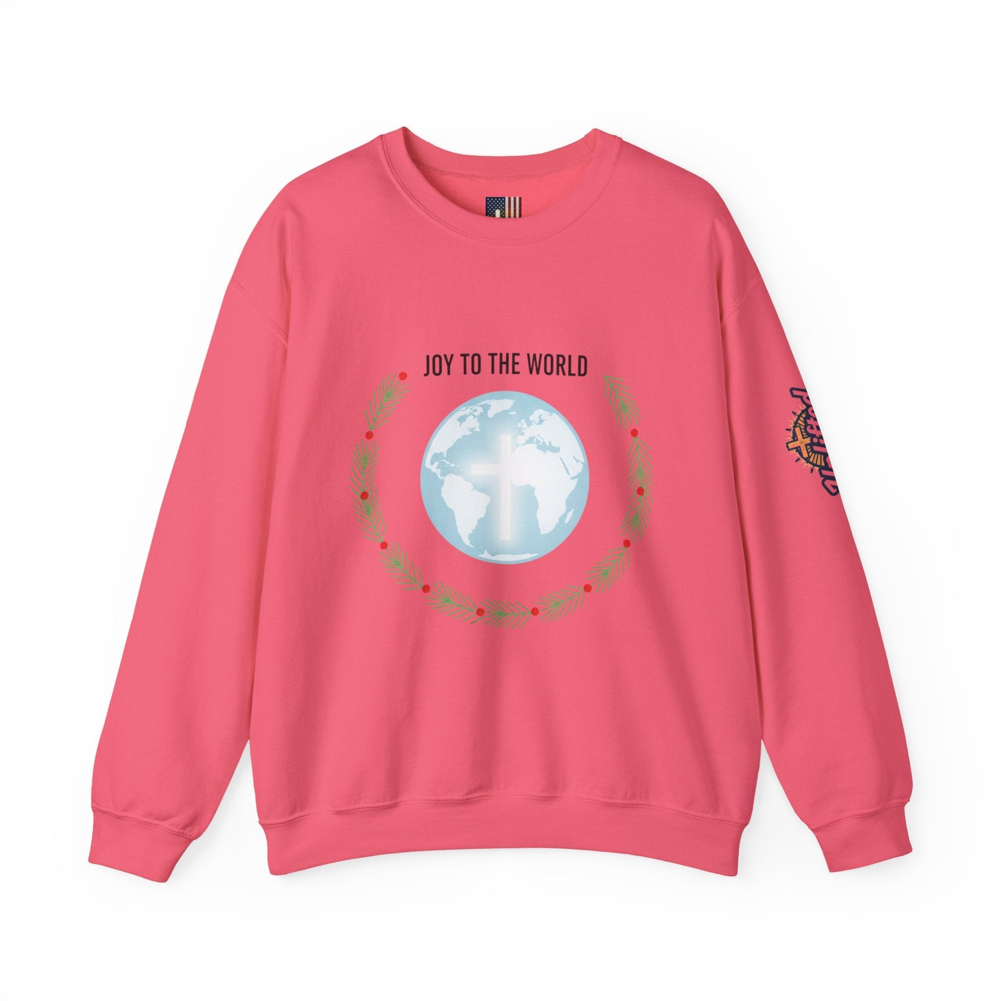 Joy to the World Sweatshirt – Wreath Earth Nativity Christian Christmas Sweatshirt for Isaiah 9:6 Holiday Faith & Festive Joy Printify
