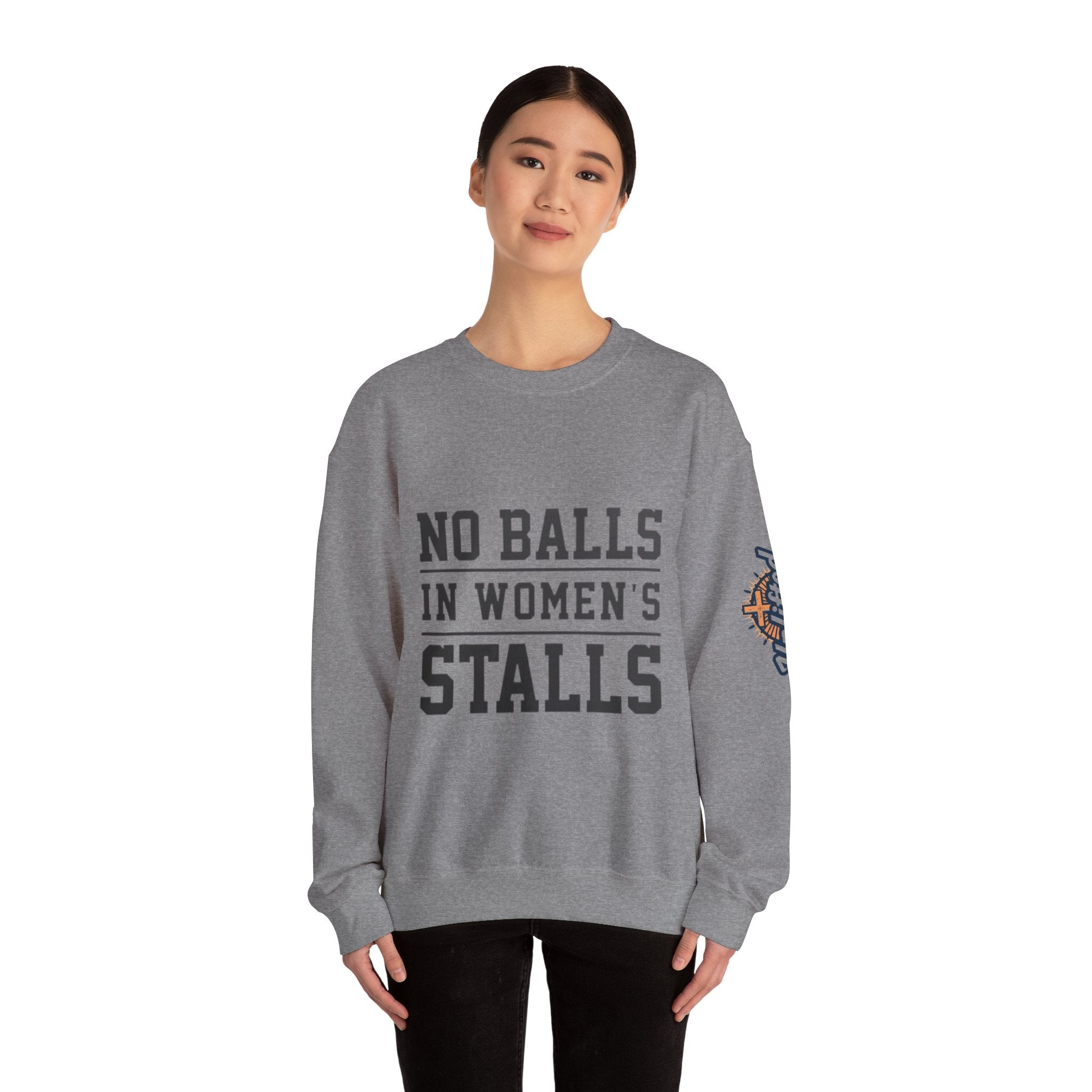 No Balls in Women's Stalls Crewneck Sweatshirt — Bold Statement Pullover Printify
