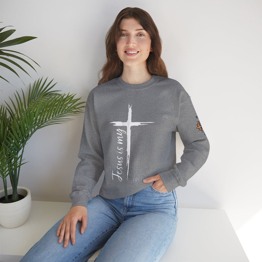 Jesus Is My Everything Sweatshirt – Cross List God King Lord Savior Christian Sweatshirt for Total Surrender Faith Printify