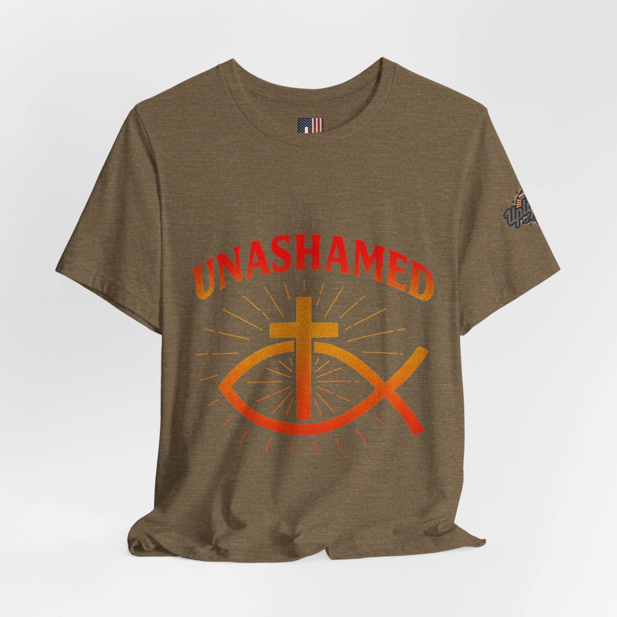 Unashamed T-shirt – Ichthys Jesus Fish & Cross Christian T-shirt for Romans 1:16 Bold Faith Printify