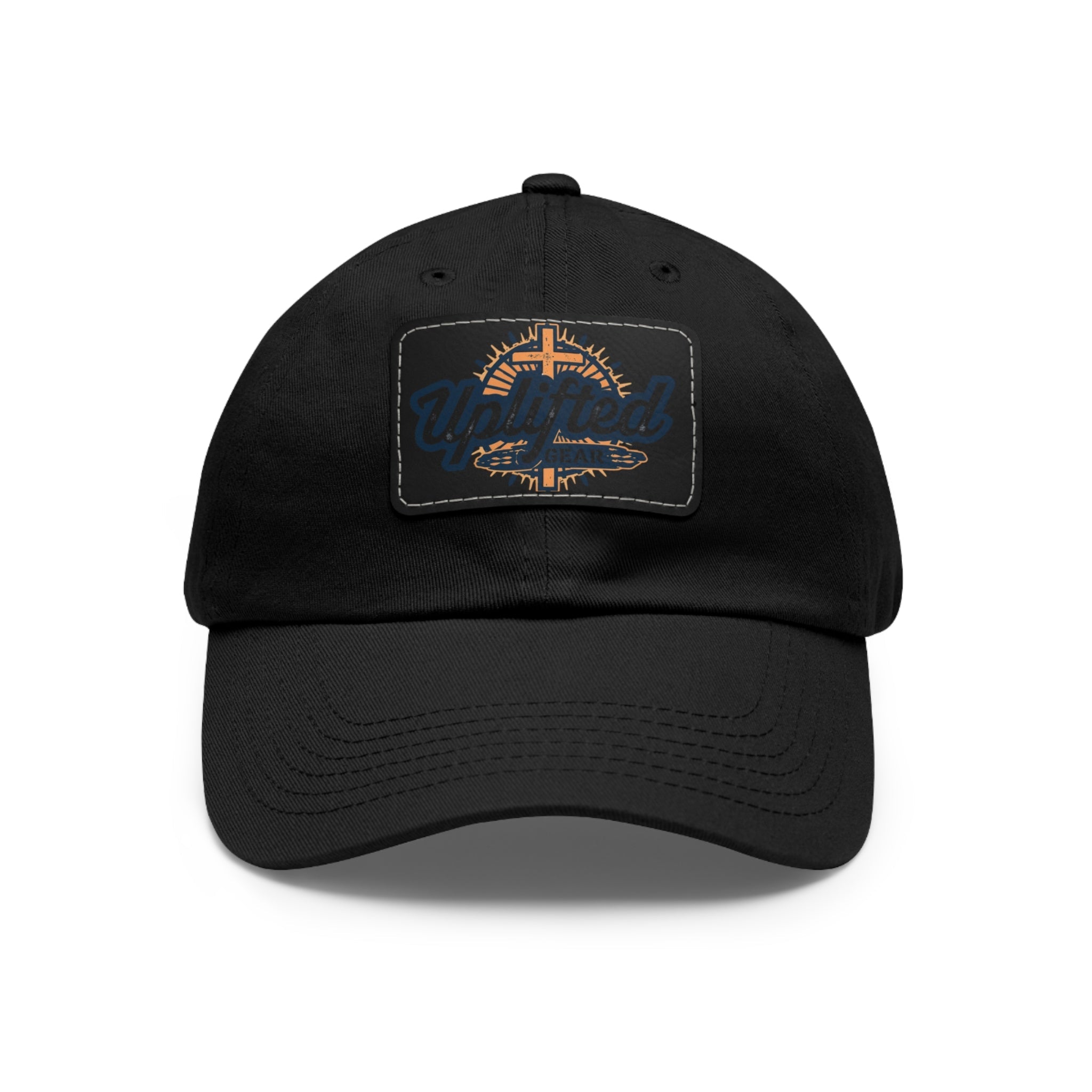 Uplifted Gear Leather Patch Dad Hat — Vintage Aviation Logo Cap Printify