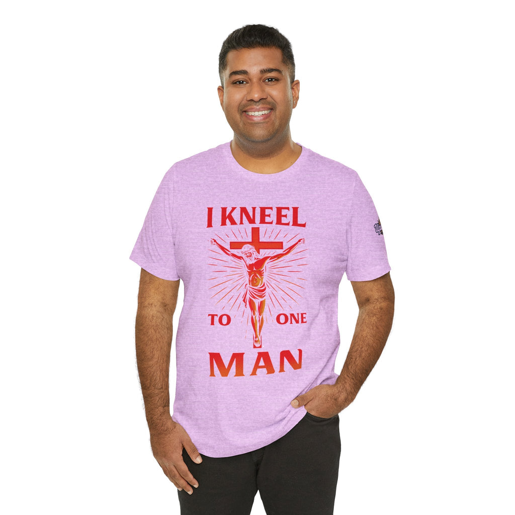 I Kneel to One Man T-shirt – Crucifixion Christian T-shirt for Unashamed Devotion & Bold Faith Printify