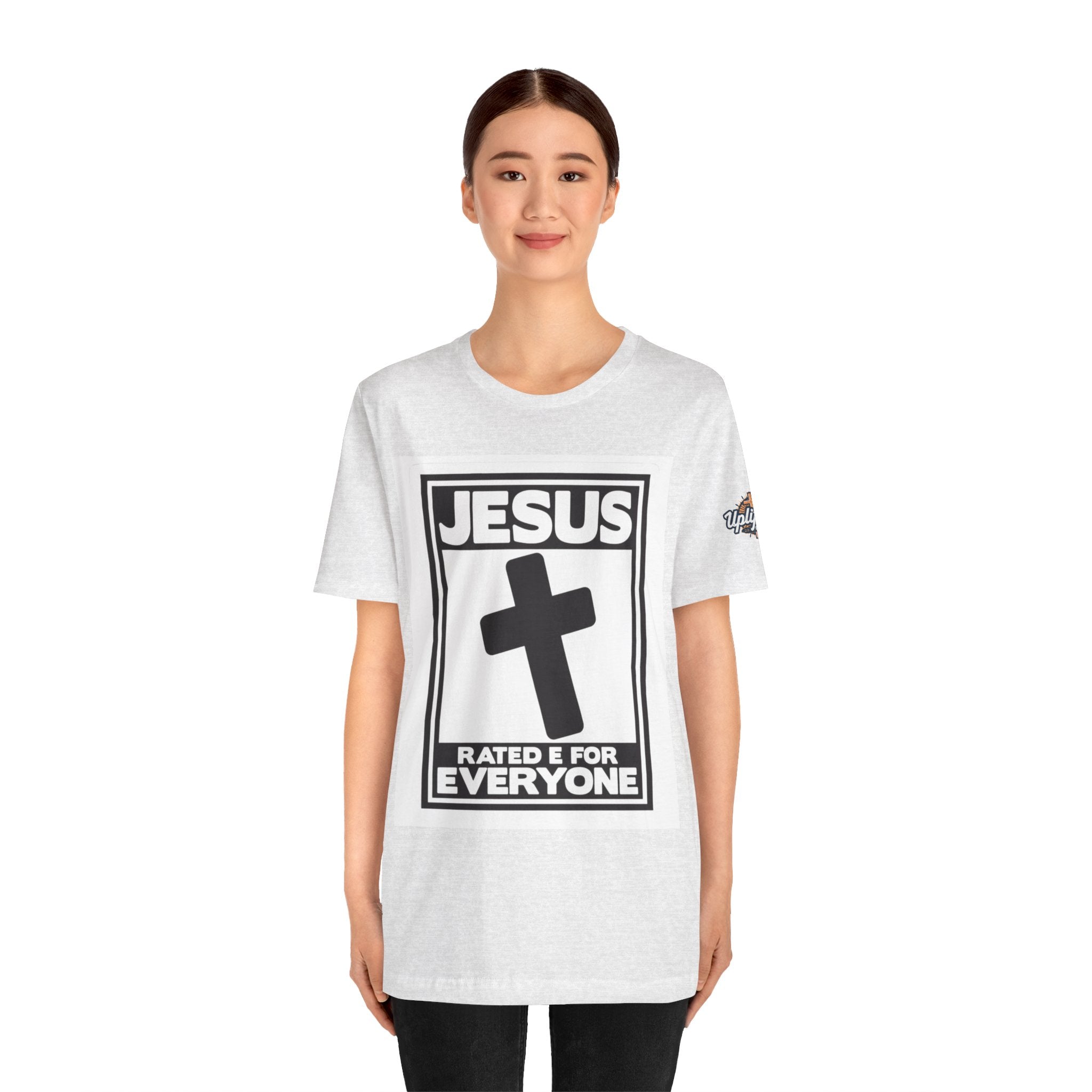 Jesus, Rated E for Everyone T-shirt - Gamer Faith T-shirt - Christian Video Game Parody Printify