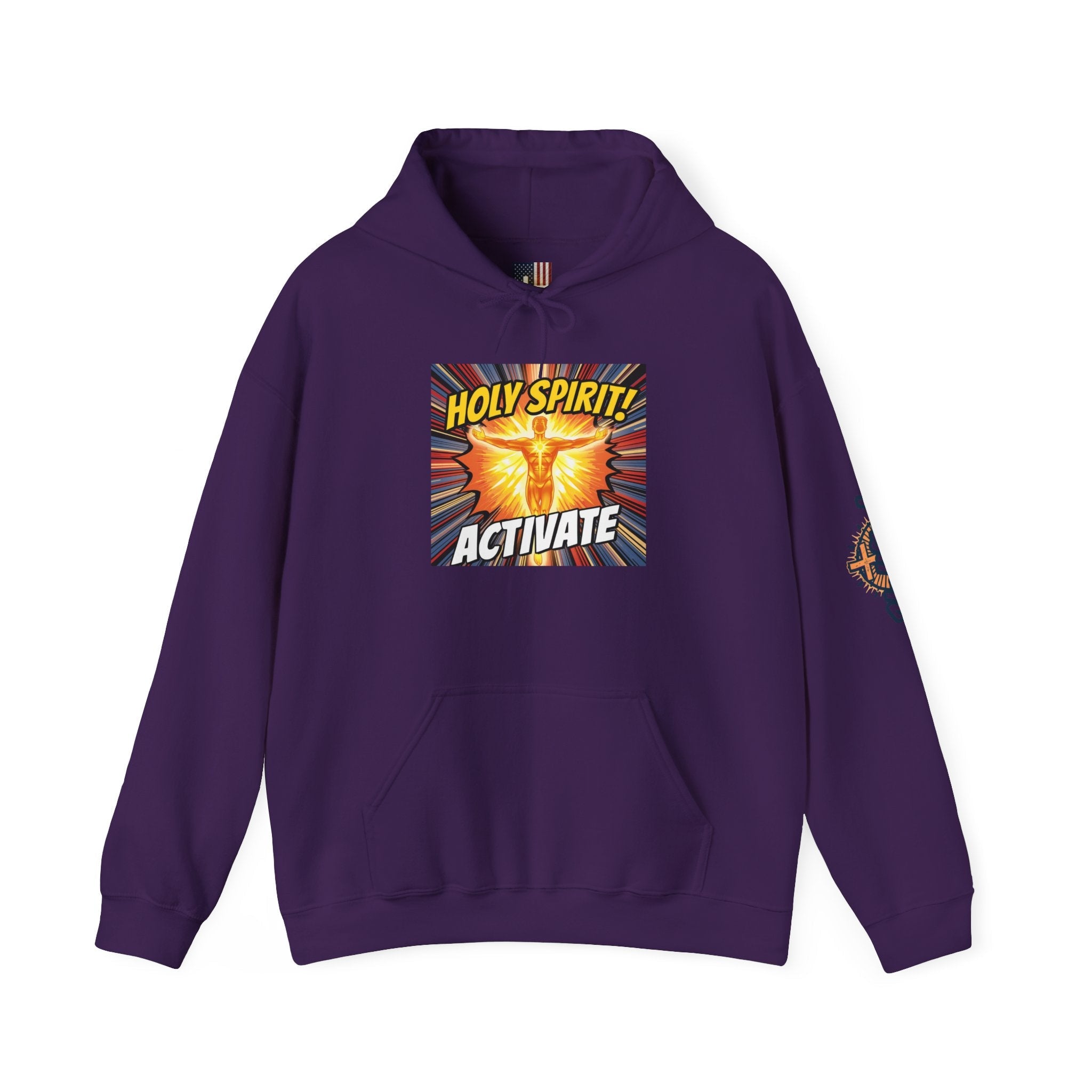 Holy Spirit Activate Hoodie – Superhero Christian Sweatshirt with Vibrant Power-Up Design for Faith-Fueled Boldness Printify