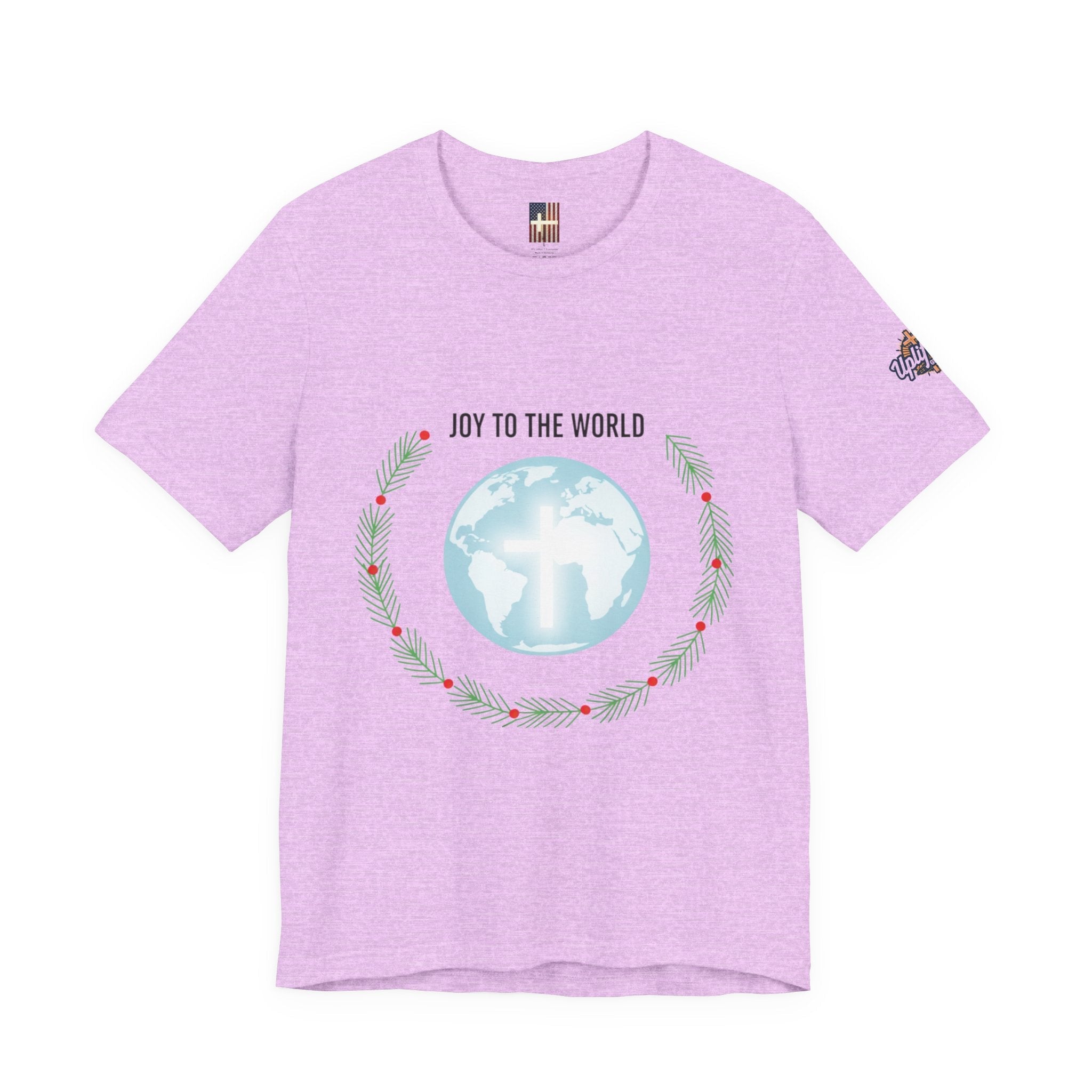Joy to the World T-shirt – Wreath Earth Nativity Christian Christmas T-shirt for Isaiah 9:6 Holiday Faith & Festive Joy Printify