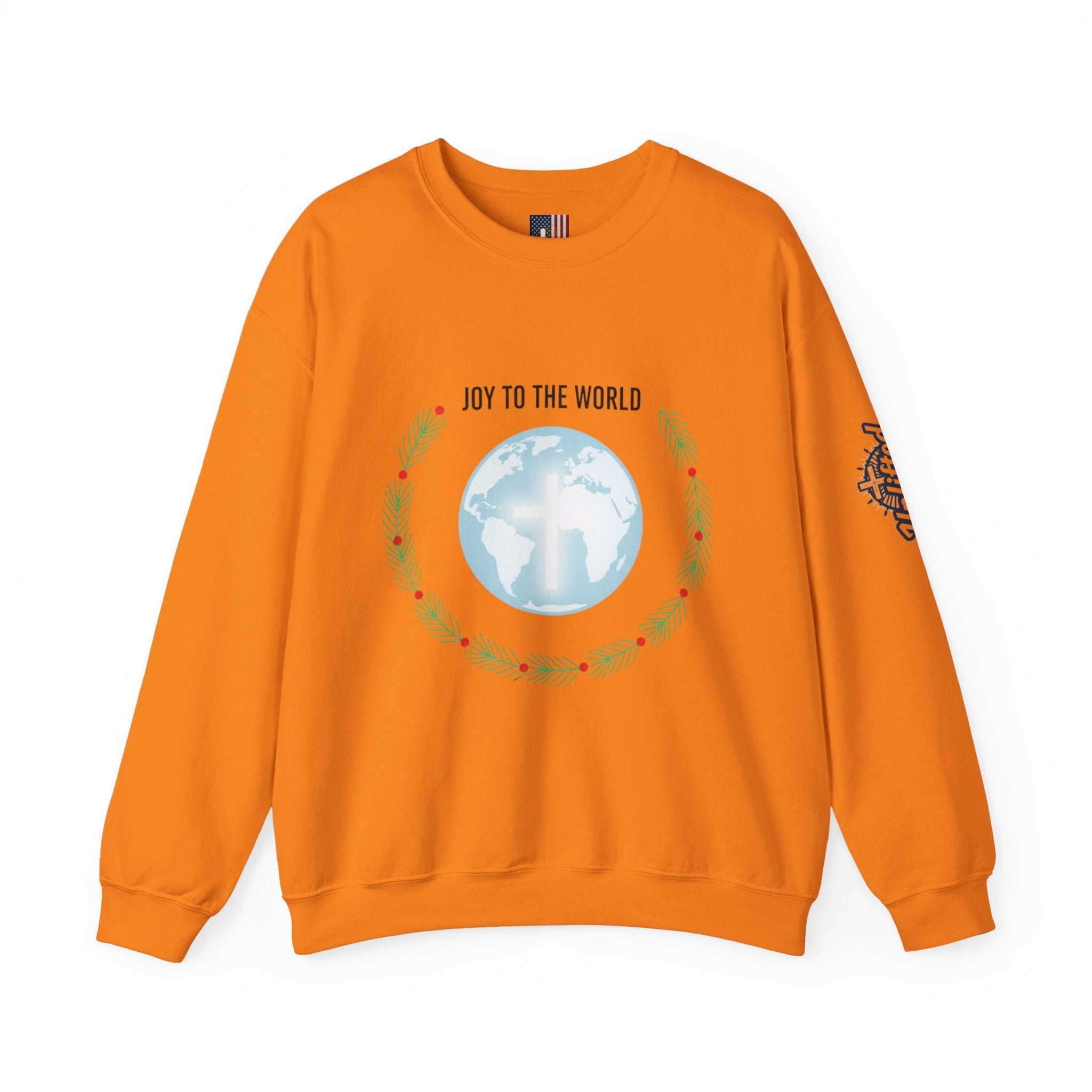 Joy to the World Sweatshirt – Wreath Earth Nativity Christian Christmas Sweatshirt for Isaiah 9:6 Holiday Faith & Festive Joy Printify