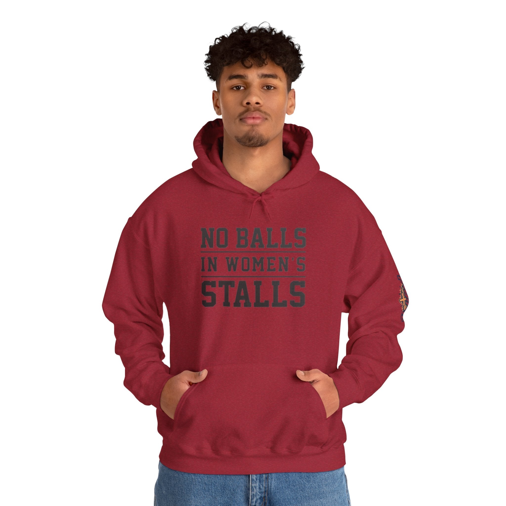 "No Balls in Women's Stalls" Statement Hoodie — Protest Sweatshirt Printify