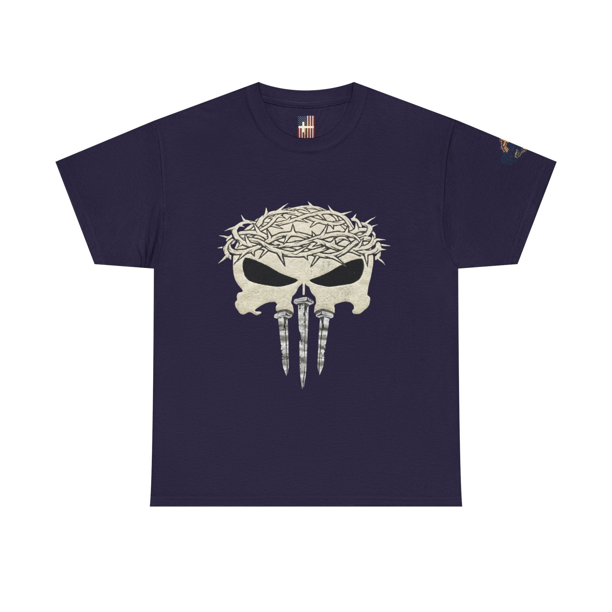 Christian Skull T-shirt - Crown of Thorns & Nails - Warrior Faith T-shirt Printify