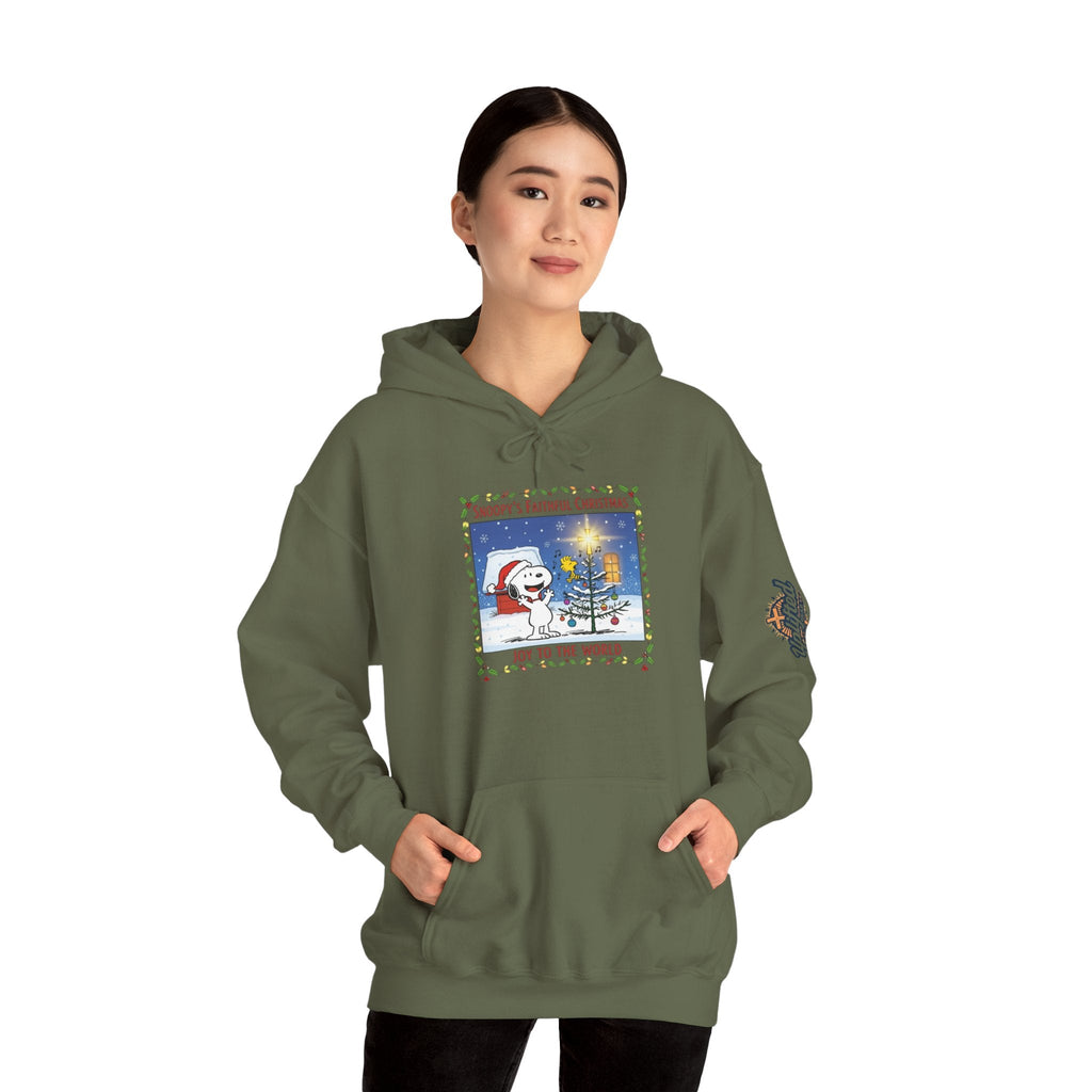 🎄 Faithful Christmas Friends – Christian Holiday Hoodie | Festive Tree & Cartoon Duo | Heartwarming Christmas Tee by Uplifted Gear Printify