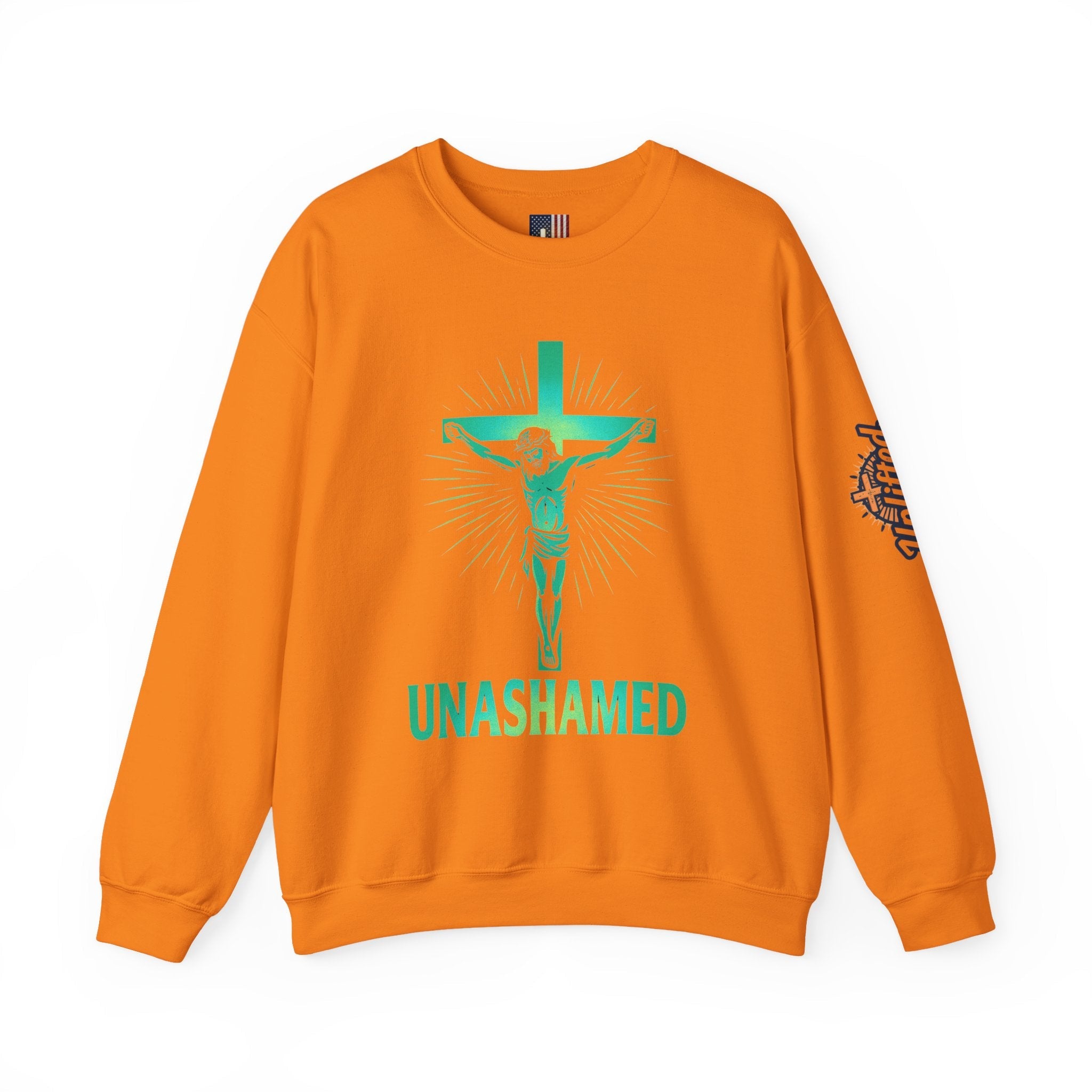 Unashamed Sweatshirt – Romans 1:16 Crucifixion Christian Sweatshirt for Bold Unwavering Faith Printify