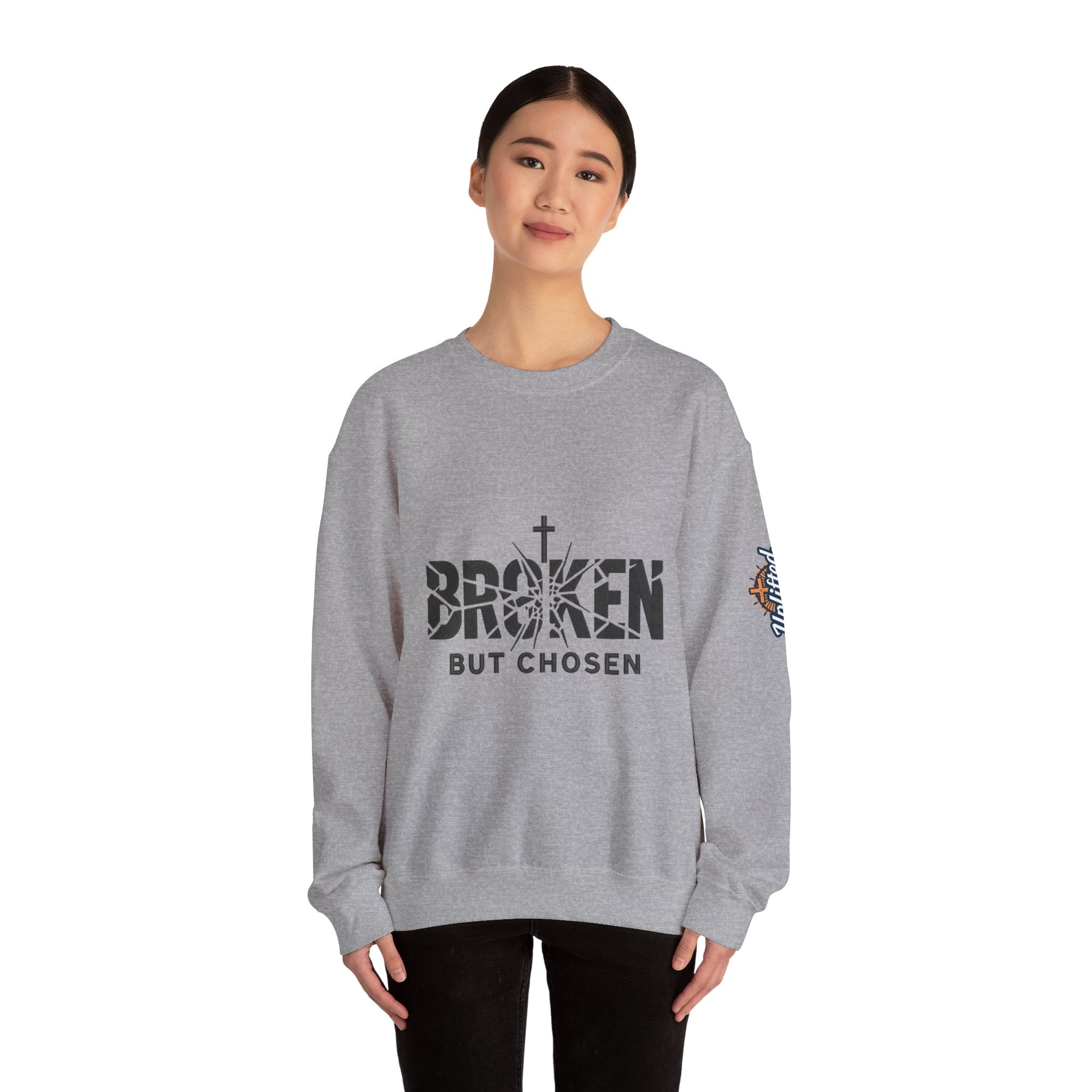 Broken But Chosen Crewneck Sweatshirt Printify