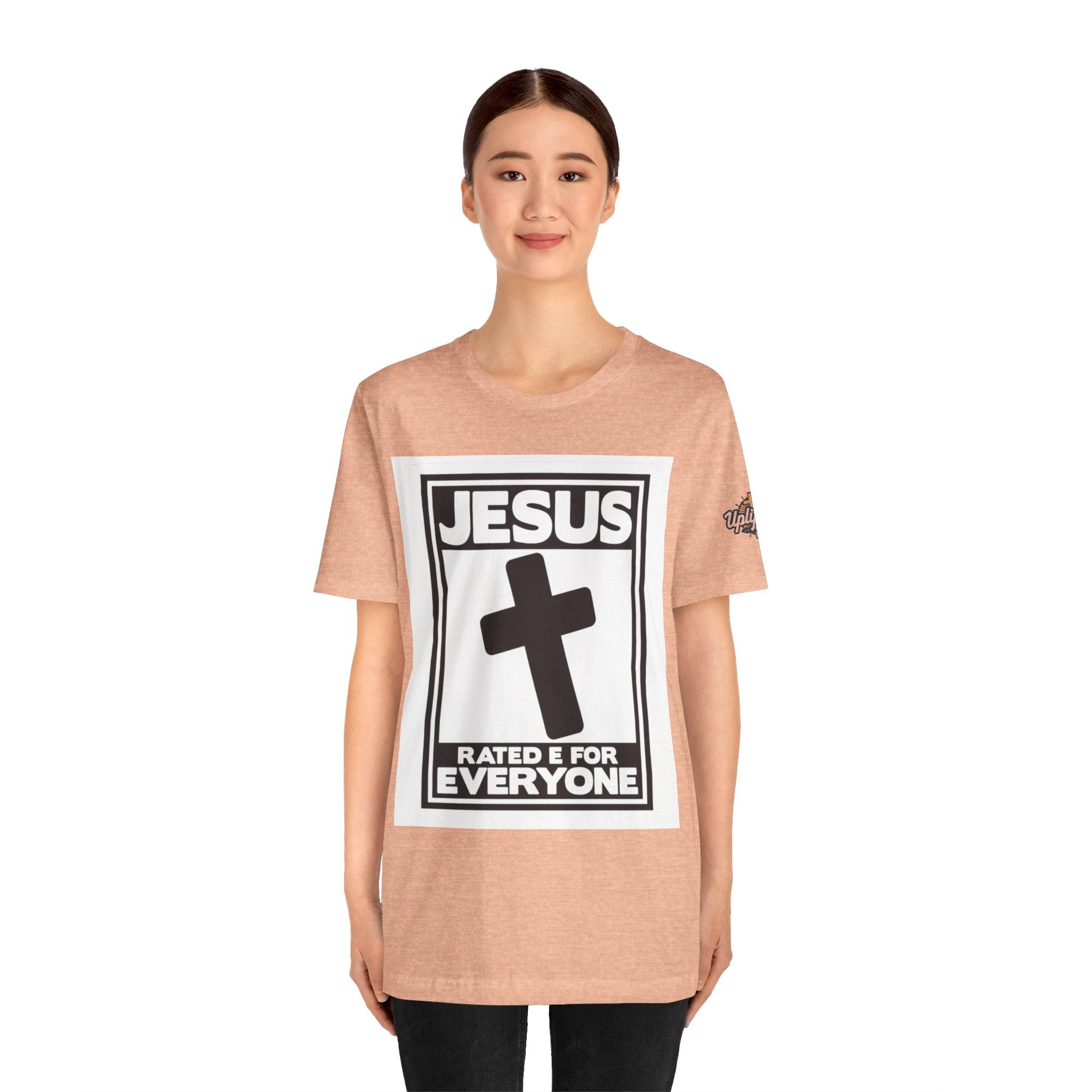Jesus, Rated E for Everyone T-shirt - Gamer Faith T-shirt - Christian Video Game Parody Printify