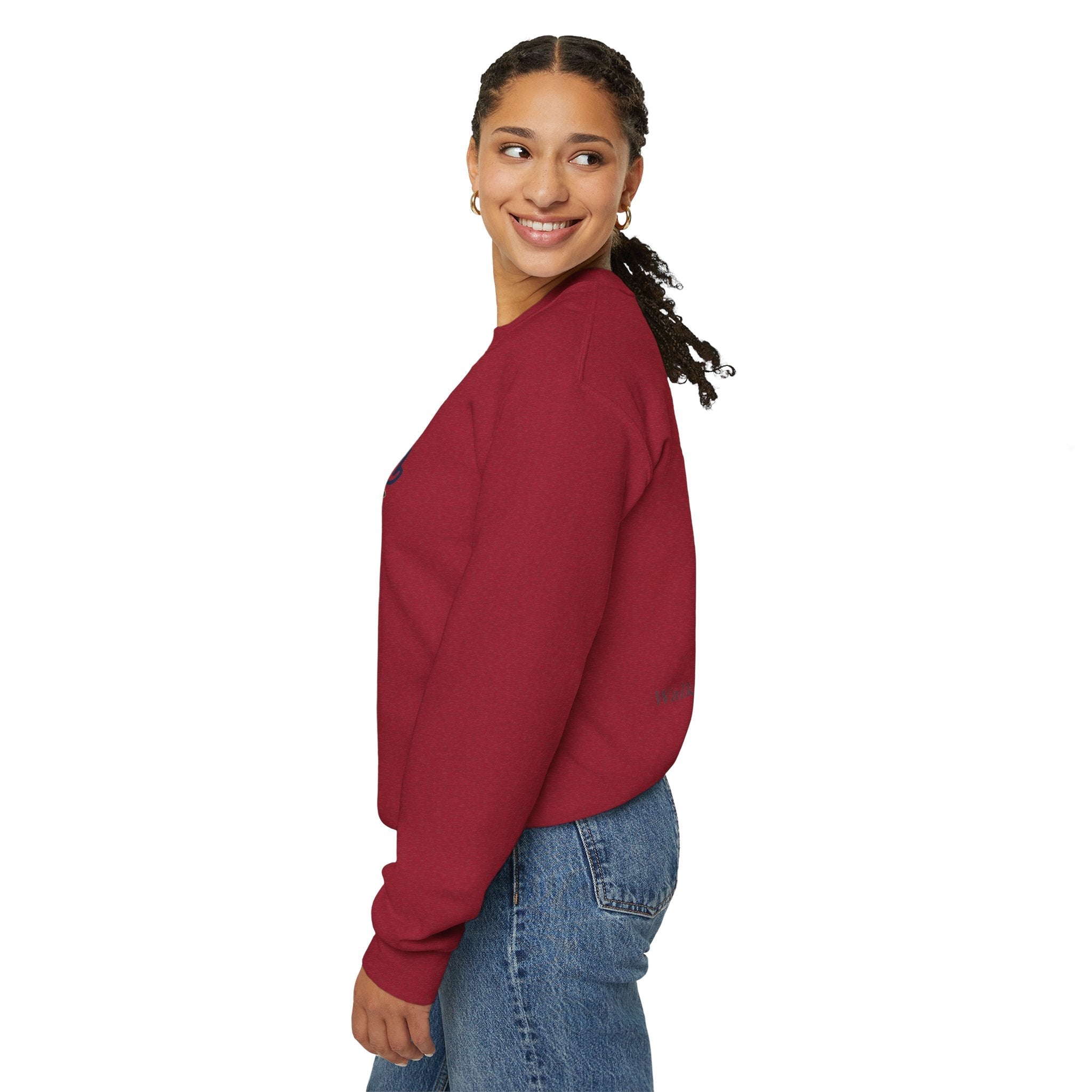 Walk by Faith Sweatshirt – Cross & Footprints Christian Sweatshirt for Cozy Inspiration Printify
