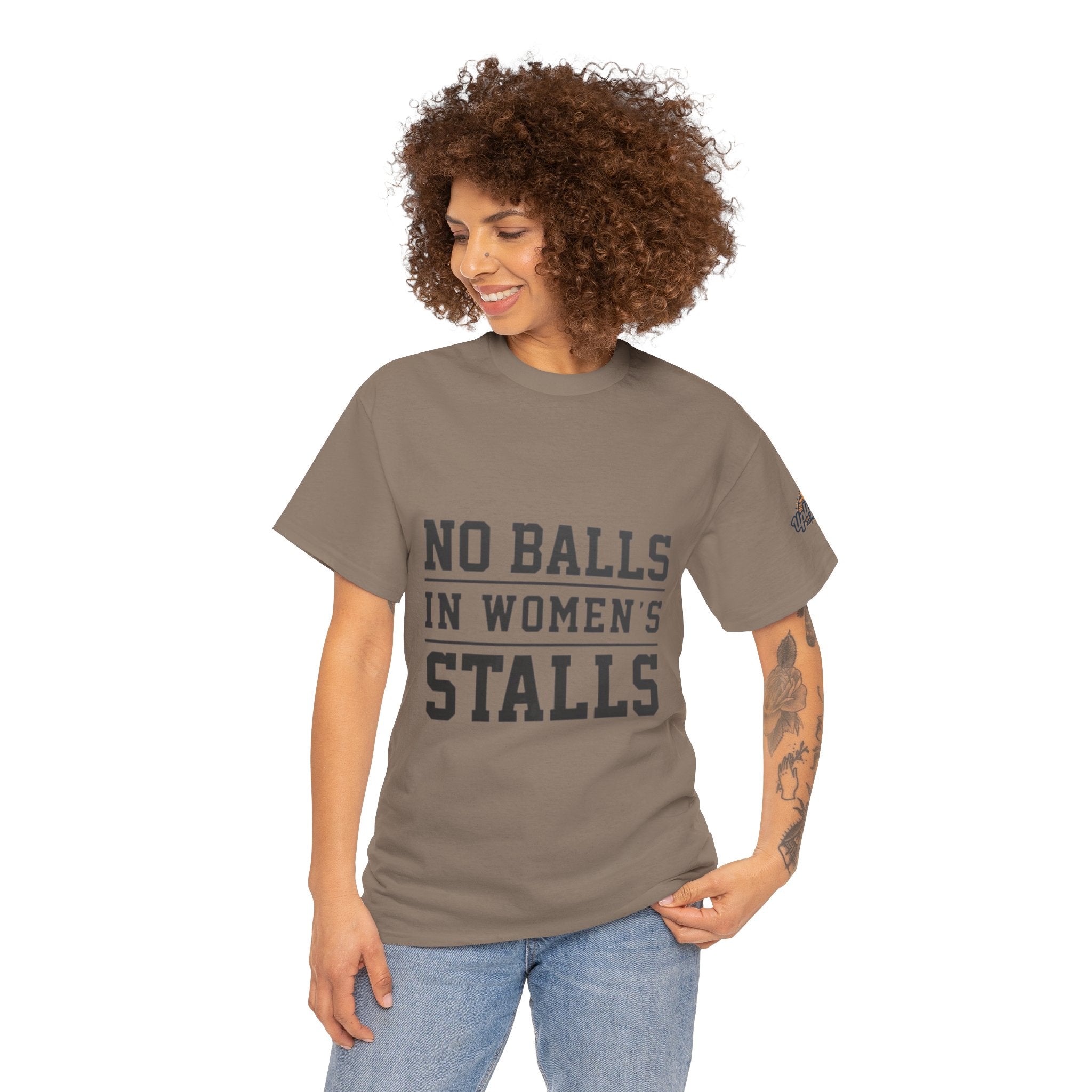 No Balls in Women's Stalls Retro Protest T-Shirt Printify